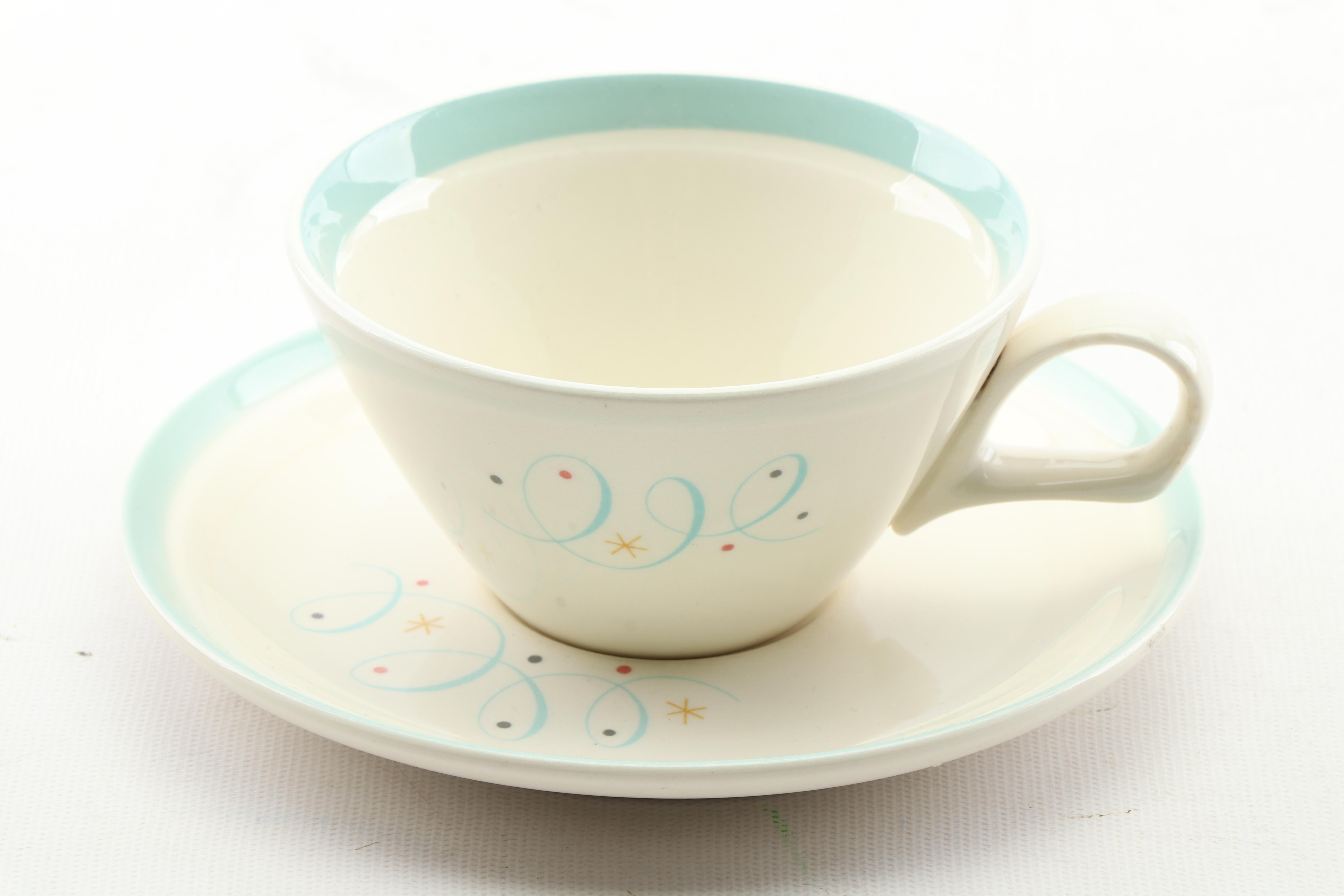 Century Service "Turquoise Scroll" Ceramic Dinnerware