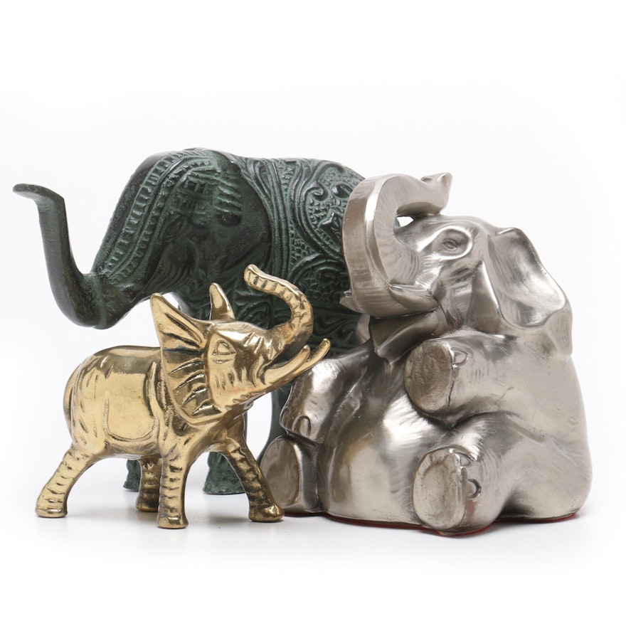 Group of Metal Elephant Figurines