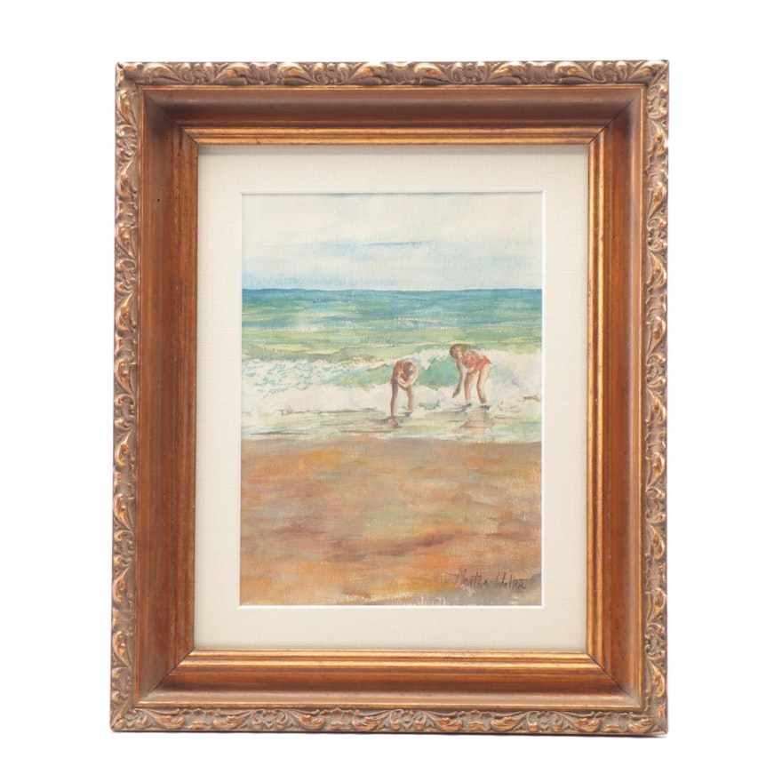 Watercolor Beach Scene in the Style of Martha Walter