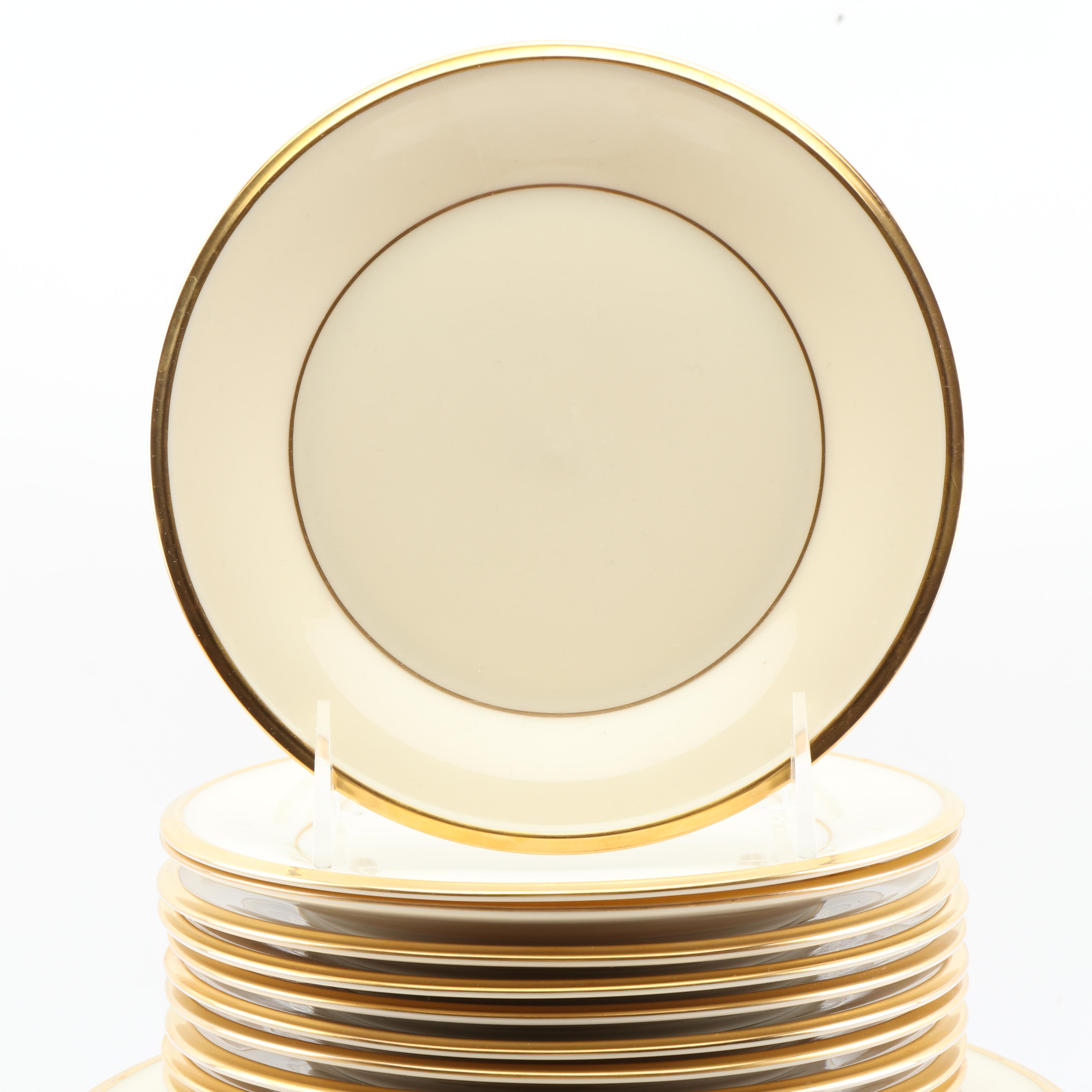 Lenox "Eternal" Sixty-Piece Porcelain Dinnerware Set with 24K Gold Accents