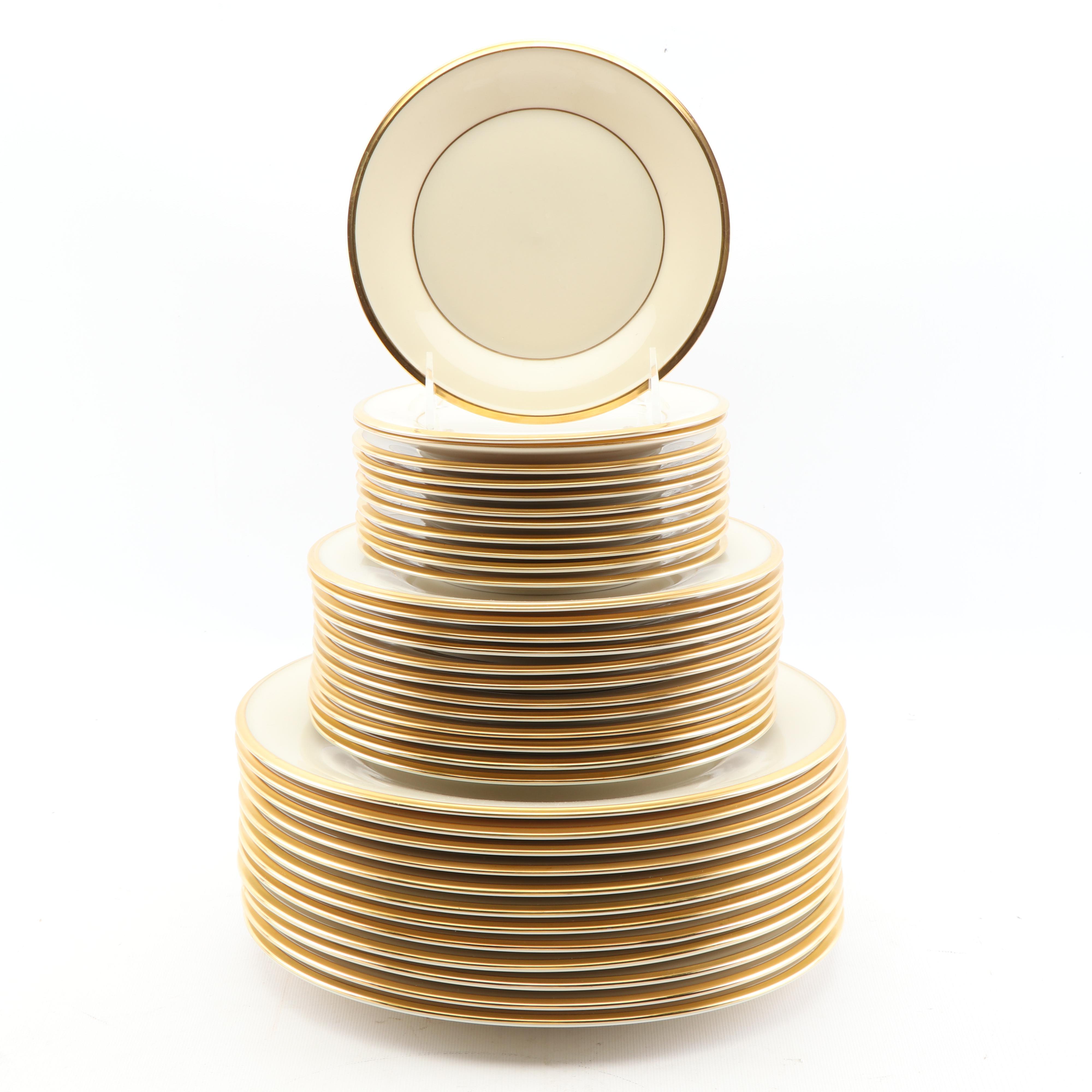 Lenox "Eternal" Sixty-Piece Porcelain Dinnerware Set with 24K Gold Accents