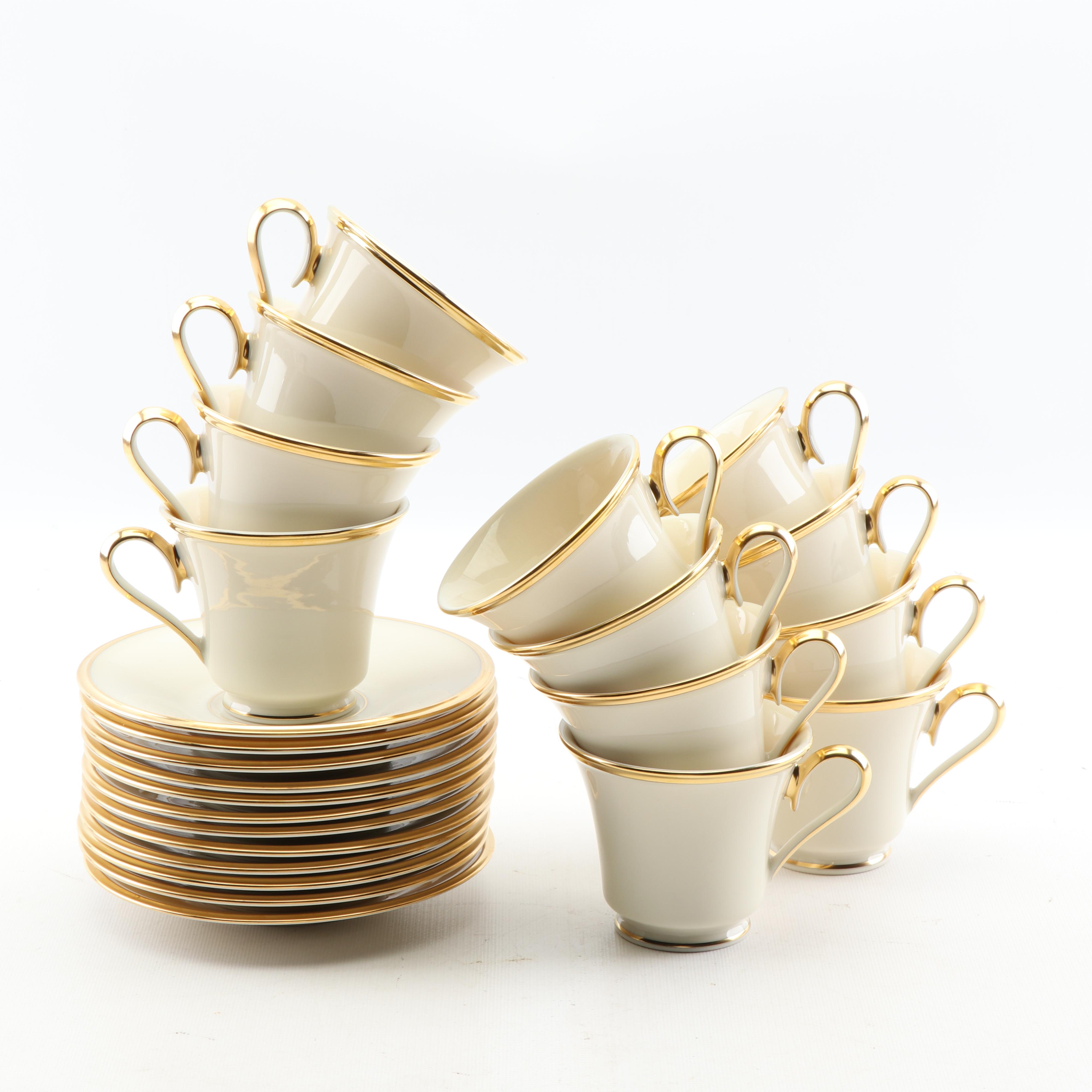 Lenox "Eternal" Sixty-Piece Porcelain Dinnerware Set with 24K Gold Accents