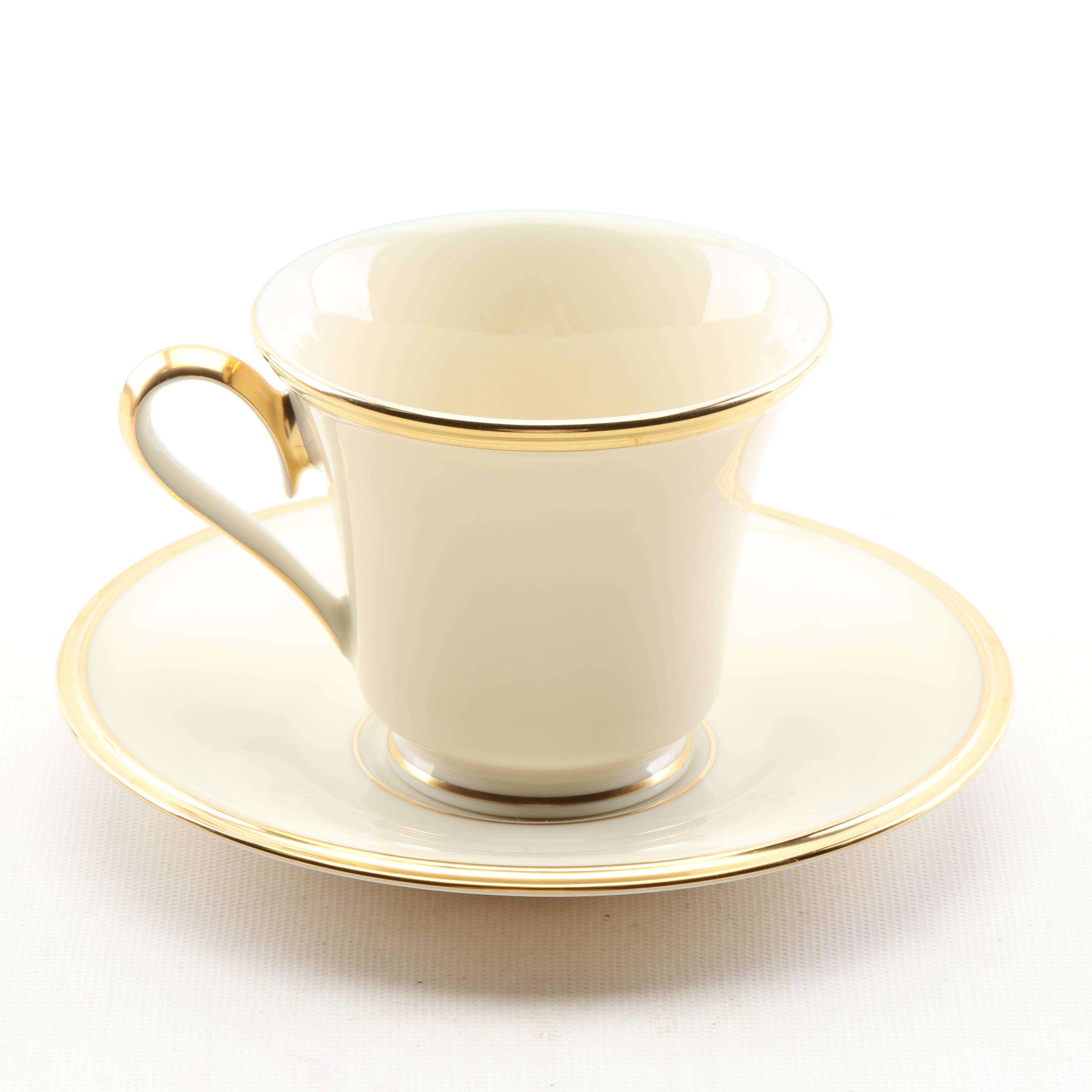 Lenox "Eternal" Sixty-Piece Porcelain Dinnerware Set with 24K Gold Accents