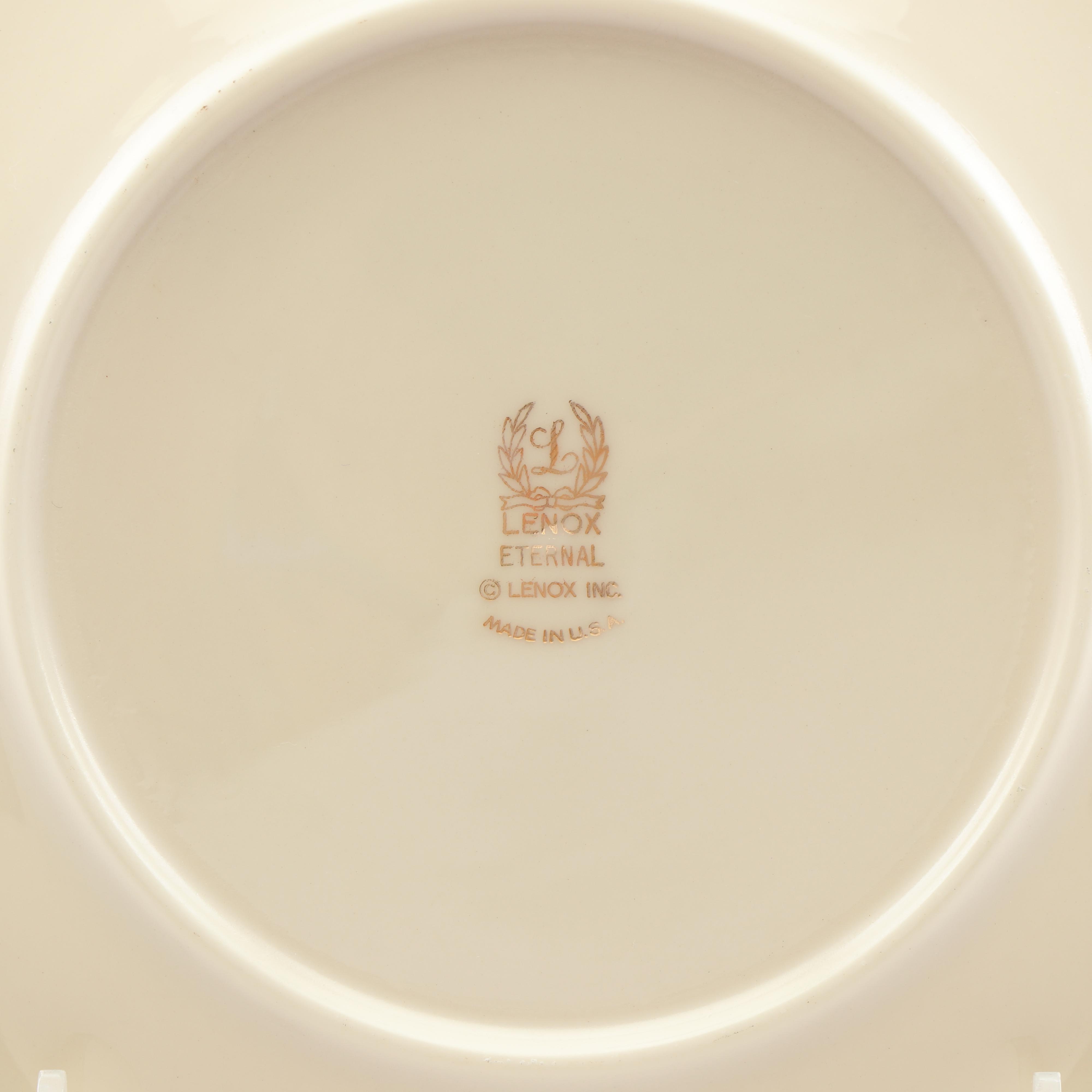 Lenox "Eternal" Sixty-Piece Porcelain Dinnerware Set with 24K Gold Accents