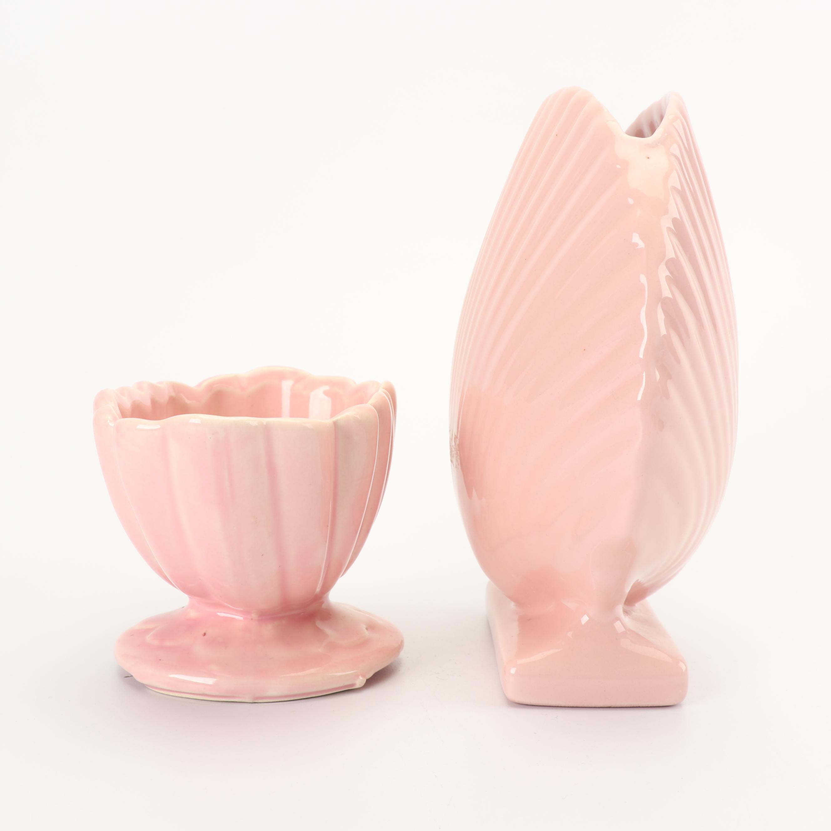 Seashell and Other Art Pottery Vases, Mid Century