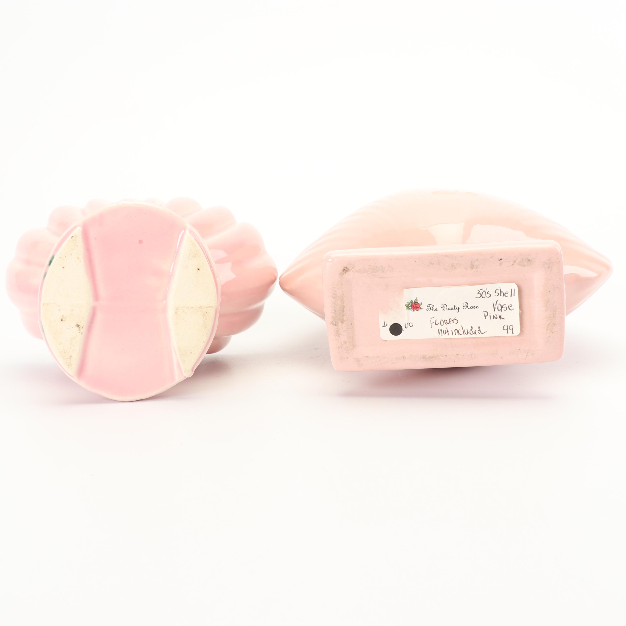 Seashell and Other Art Pottery Vases, Mid Century