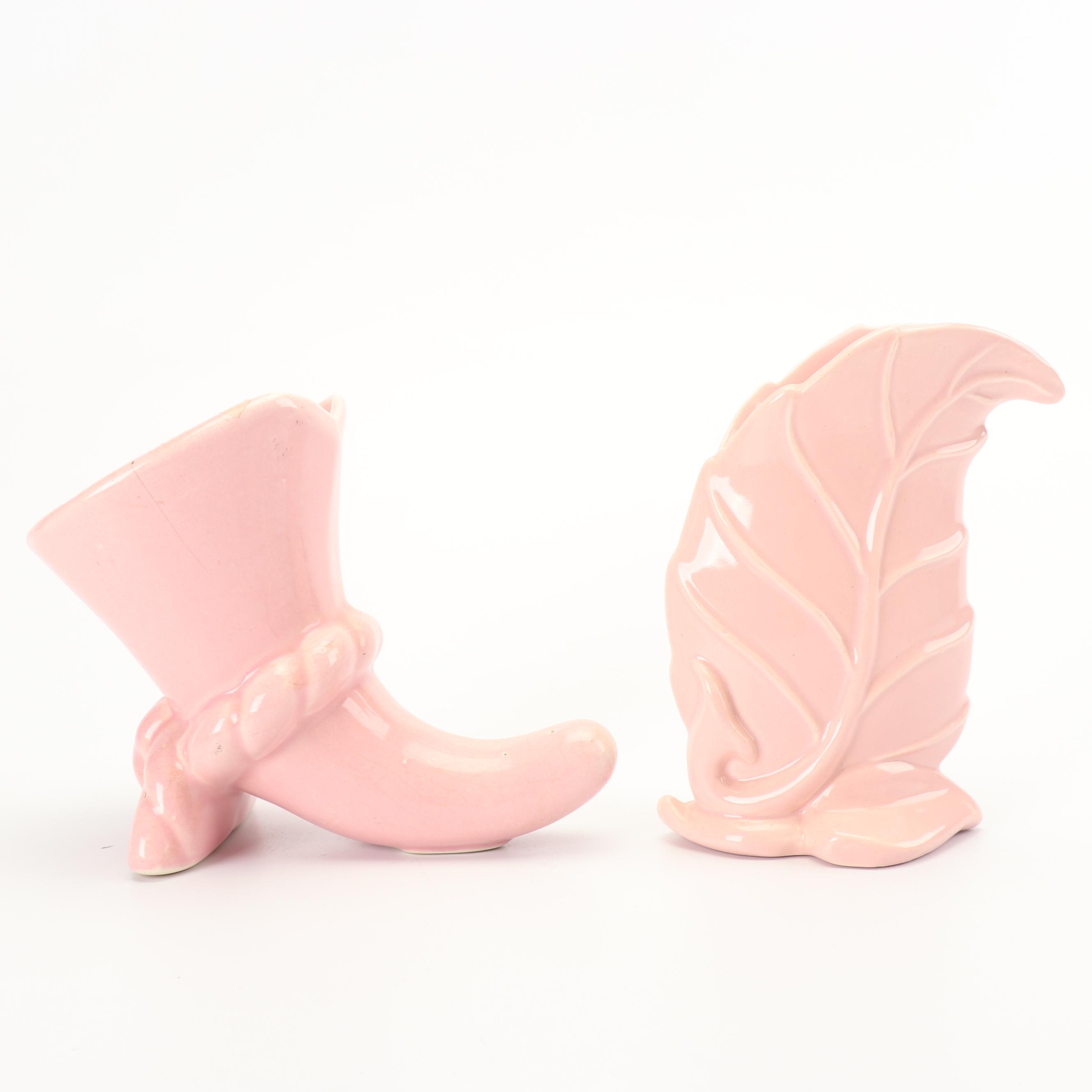 Seashell and Other Art Pottery Vases, Mid Century