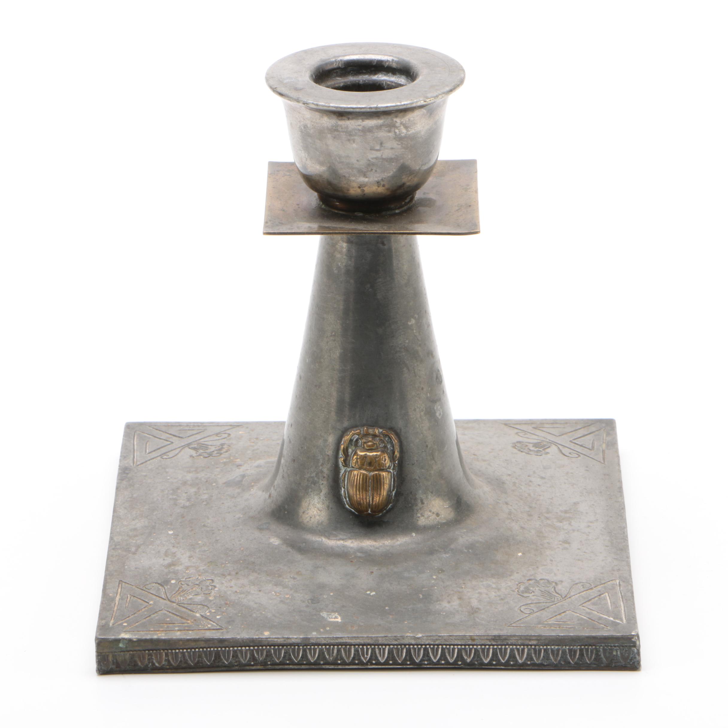 Egyptian Revival Benedict Karnak Brass Candle Holder