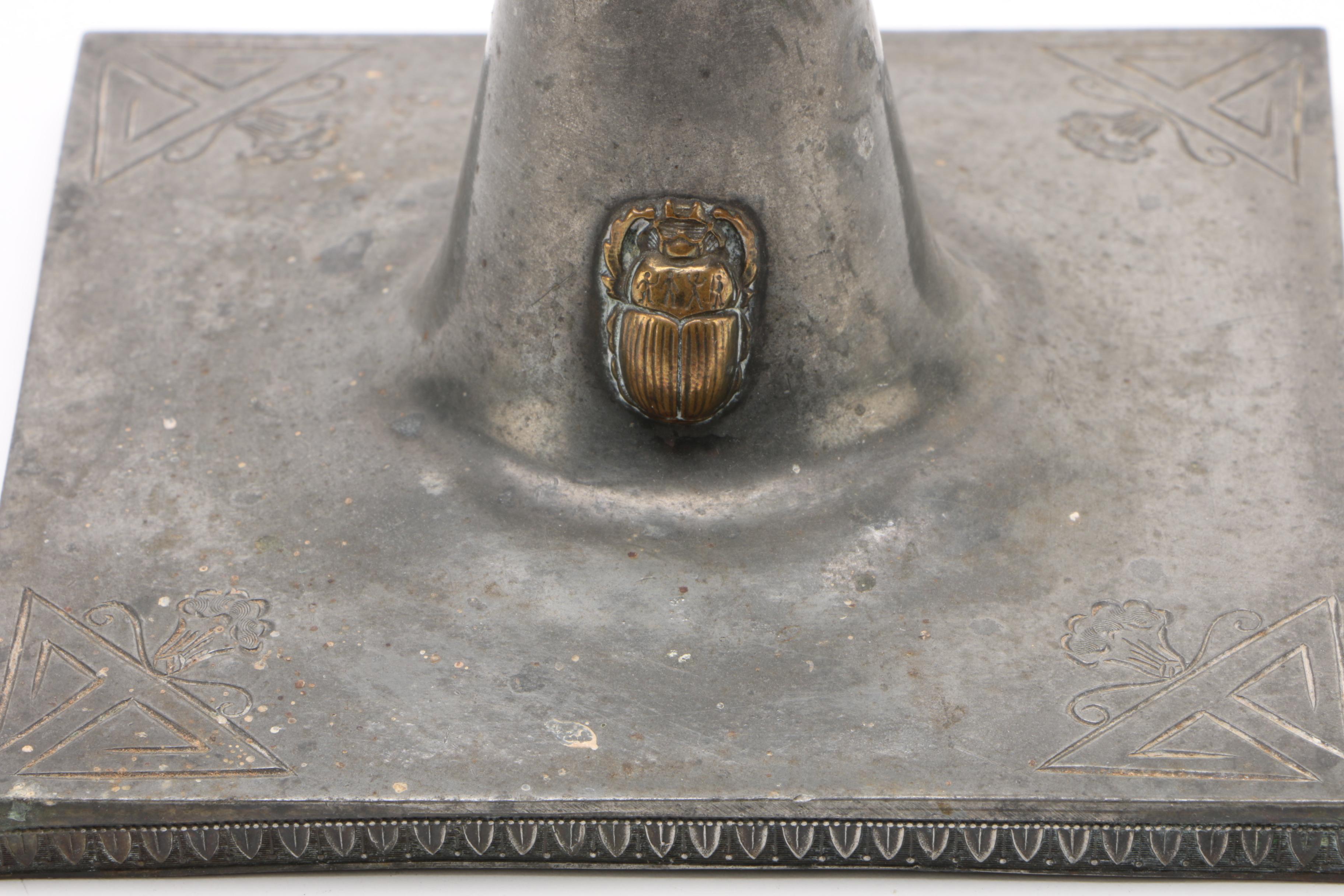 Egyptian Revival Benedict Karnak Brass Candle Holder