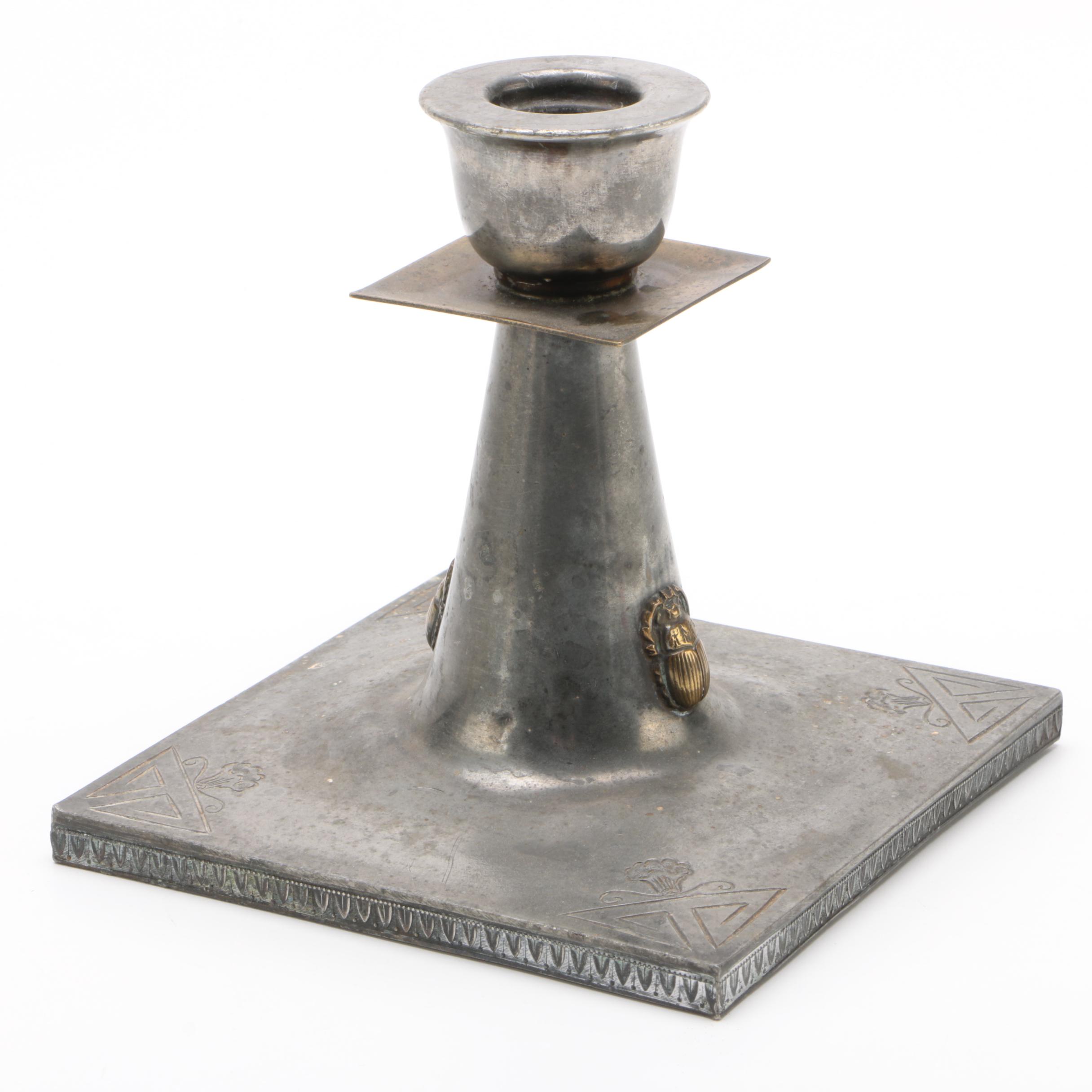 Egyptian Revival Benedict Karnak Brass Candle Holder