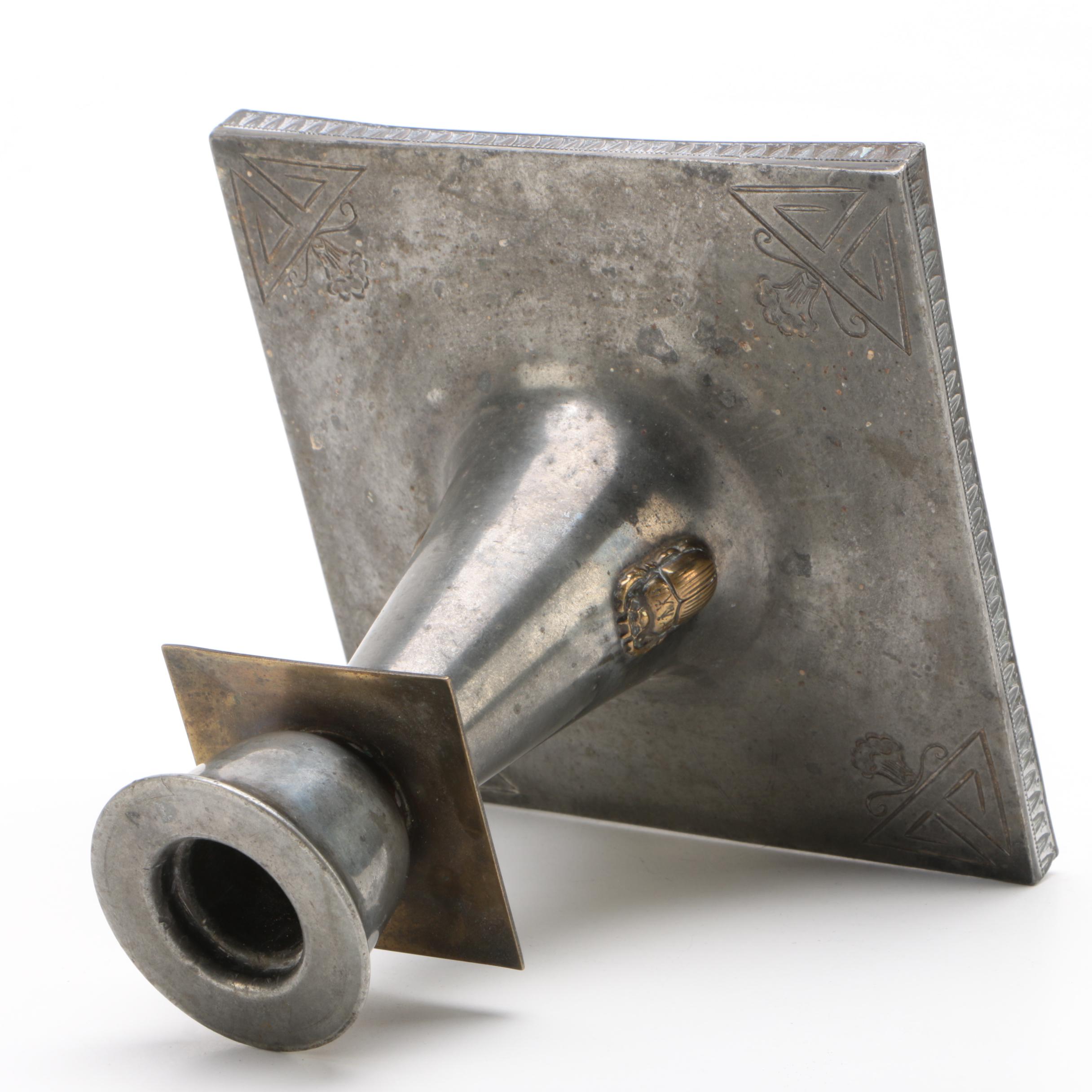 Egyptian Revival Benedict Karnak Brass Candle Holder