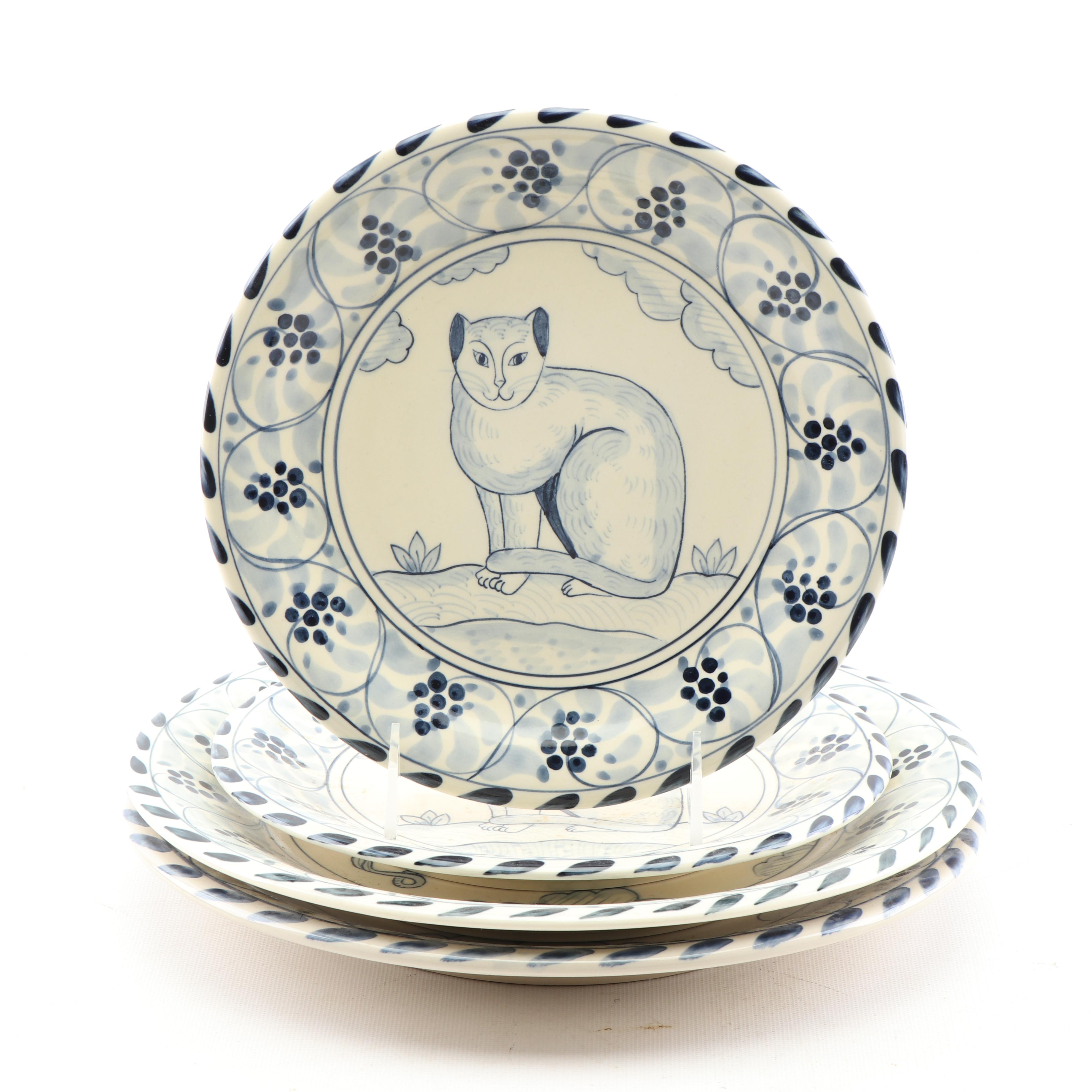 Dovis Designs "Cat" and "Pig" Plates with Iron Finials