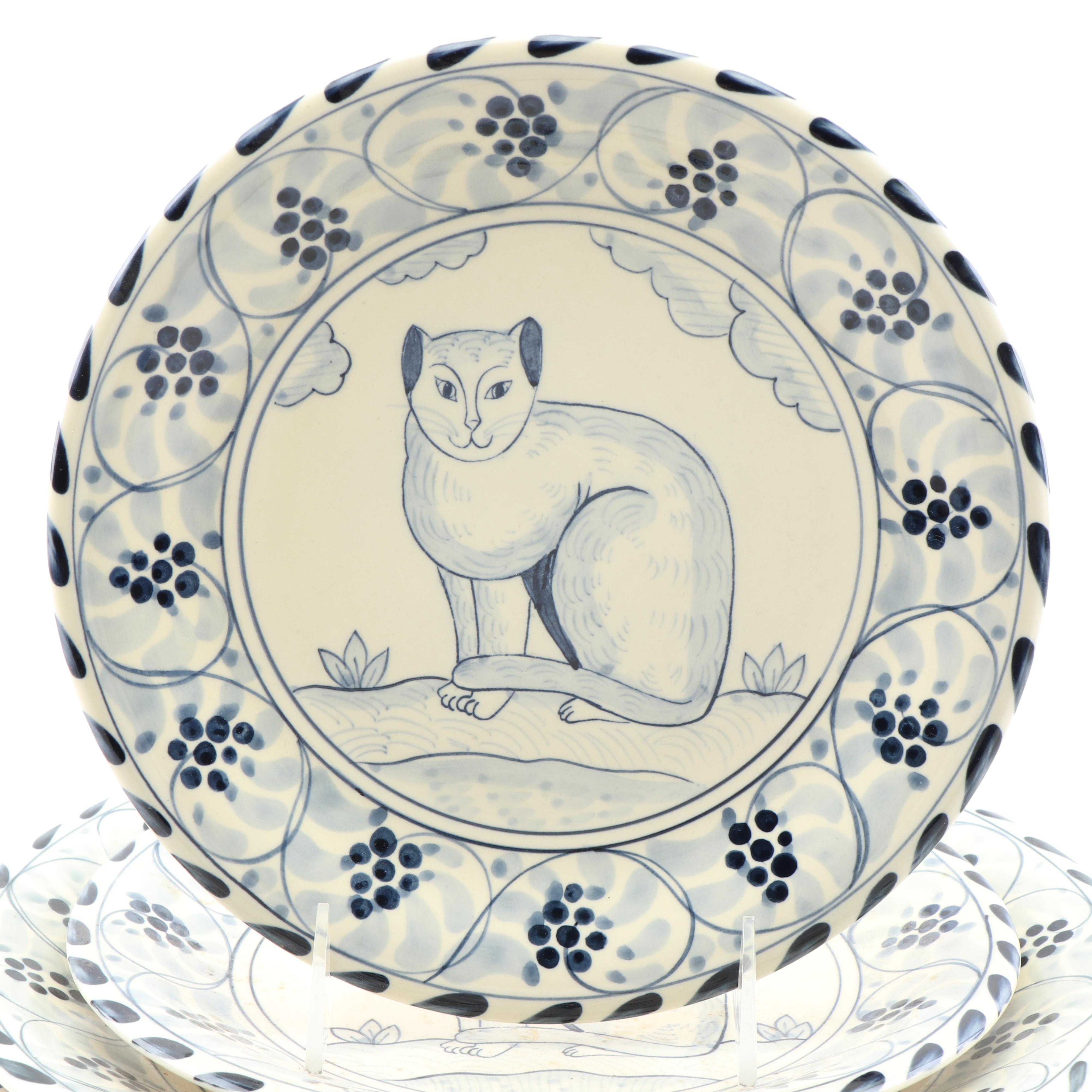 Dovis Designs "Cat" and "Pig" Plates with Iron Finials