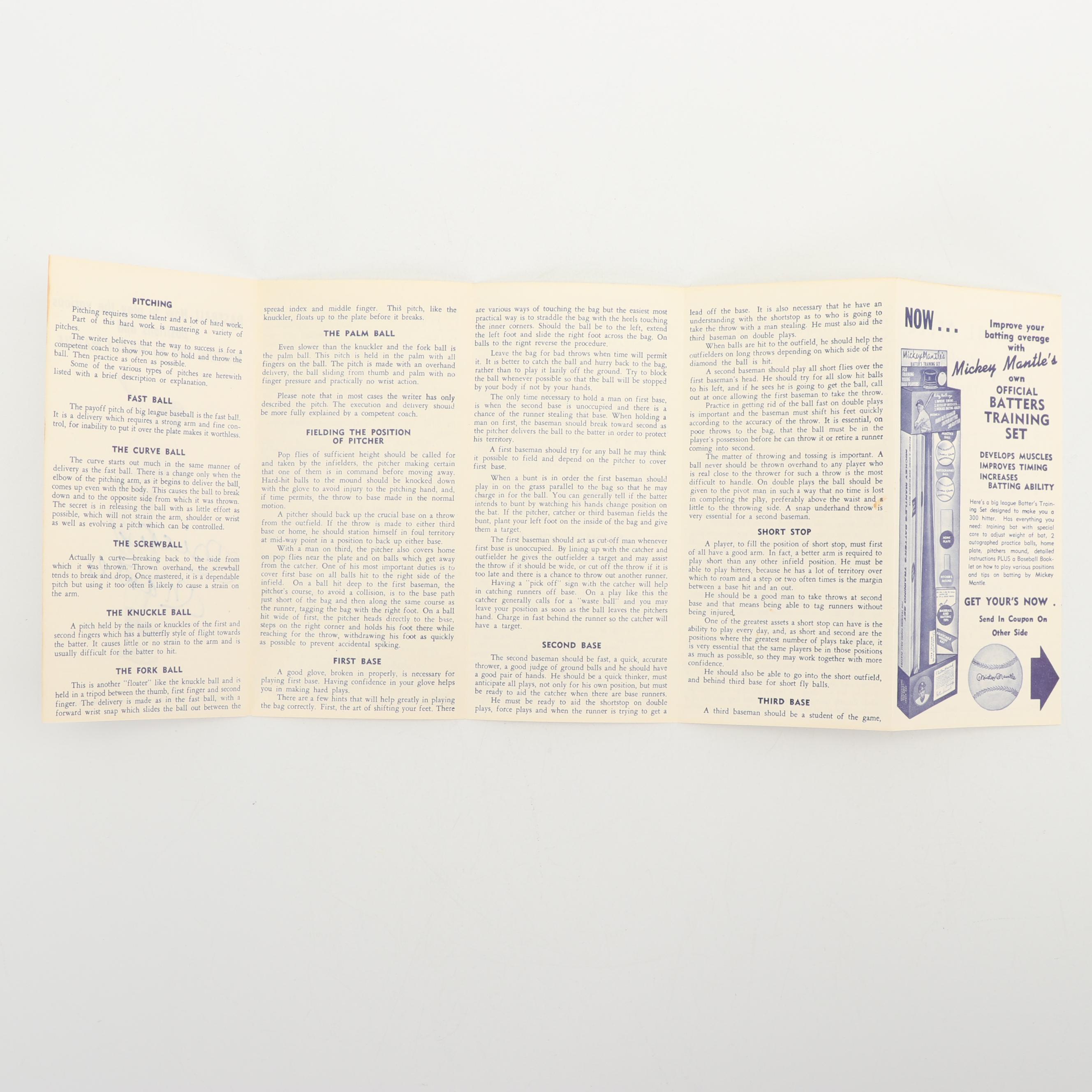 Mickey Mantle Autographed Batting Tips Pamphlet, 1962