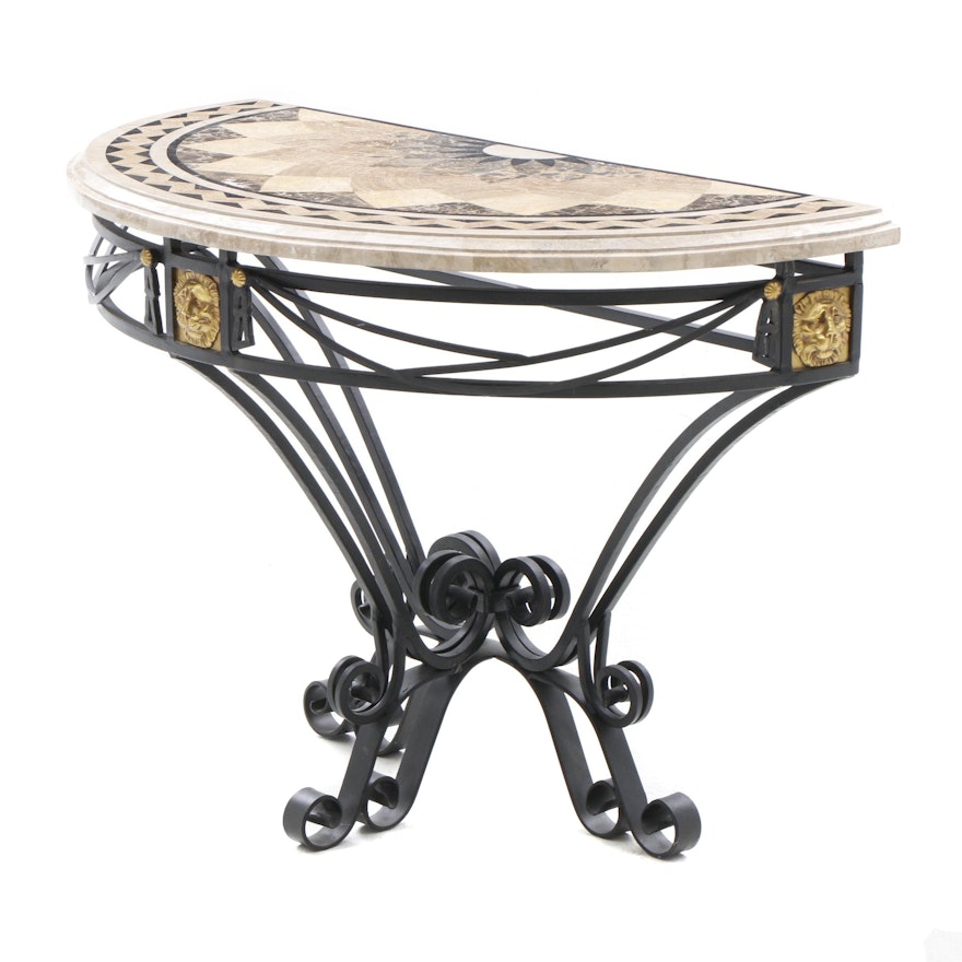 Maitland-Smith Marble Top Demilune Table