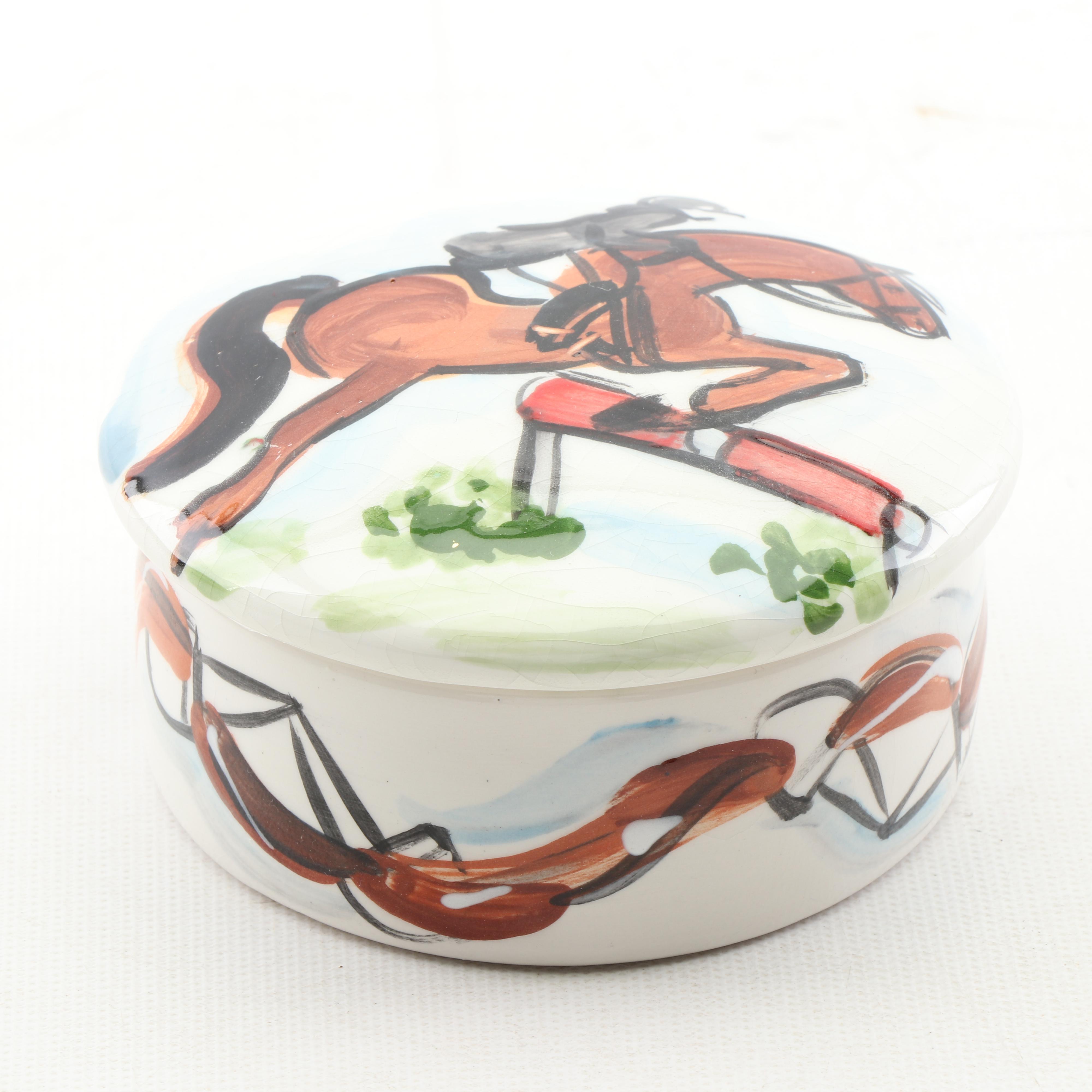 Frederique Poulain Hand-Painted Equestrian "Hunter Jumper" Decor