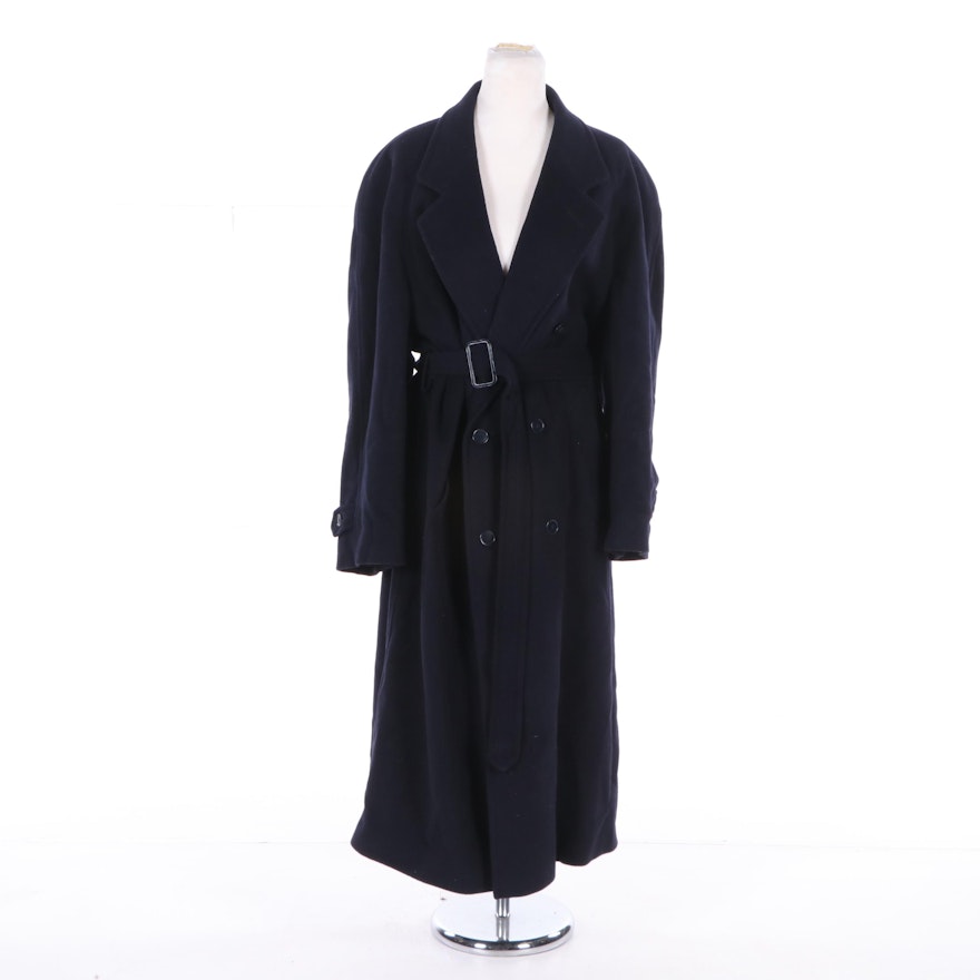 Men's Givenchy Monsieur Navy Wool Double-Breasted Coat with Belt, Made in Italy