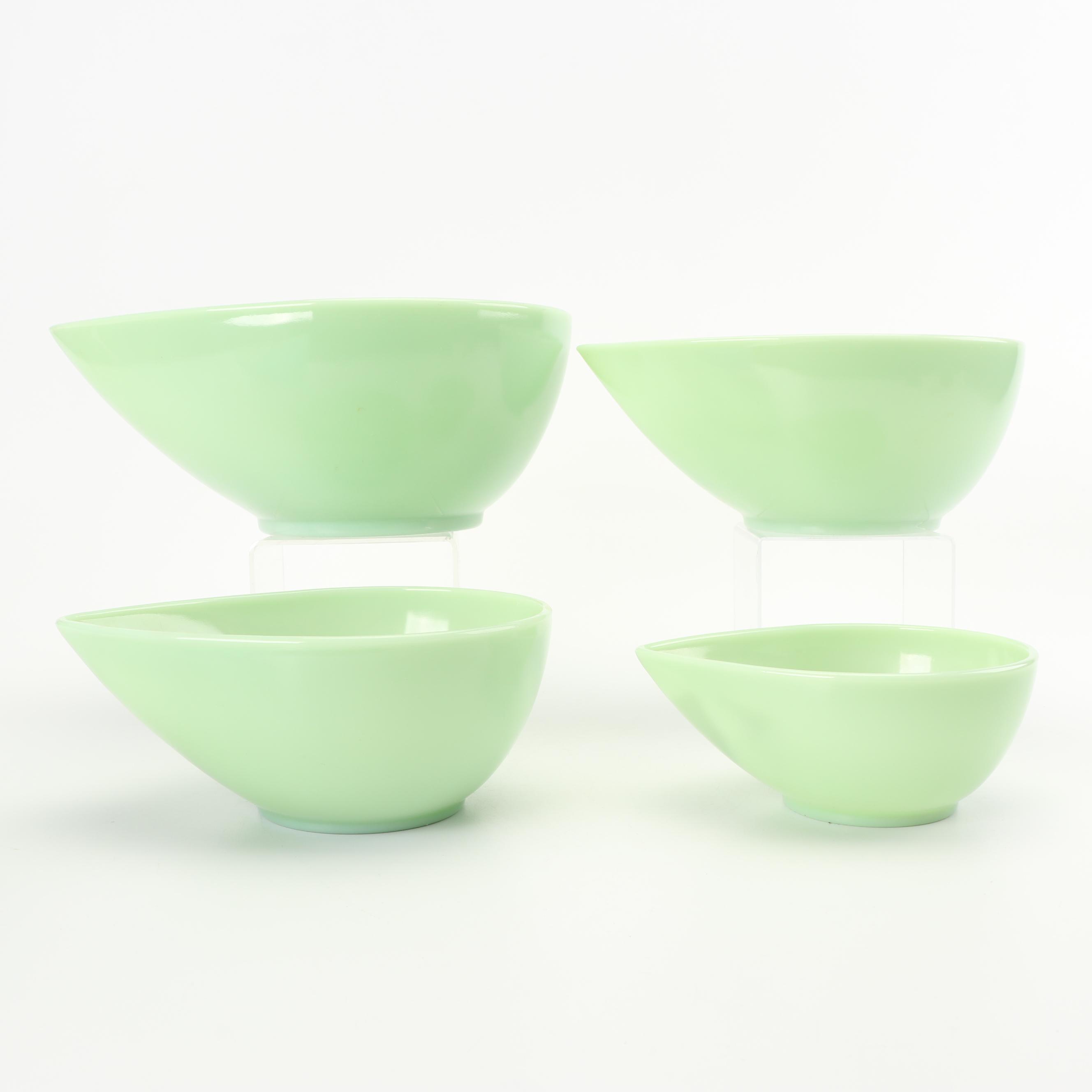 Fire King Jade-ite Glass Teardrop Nesting Bowls, Mid-Century