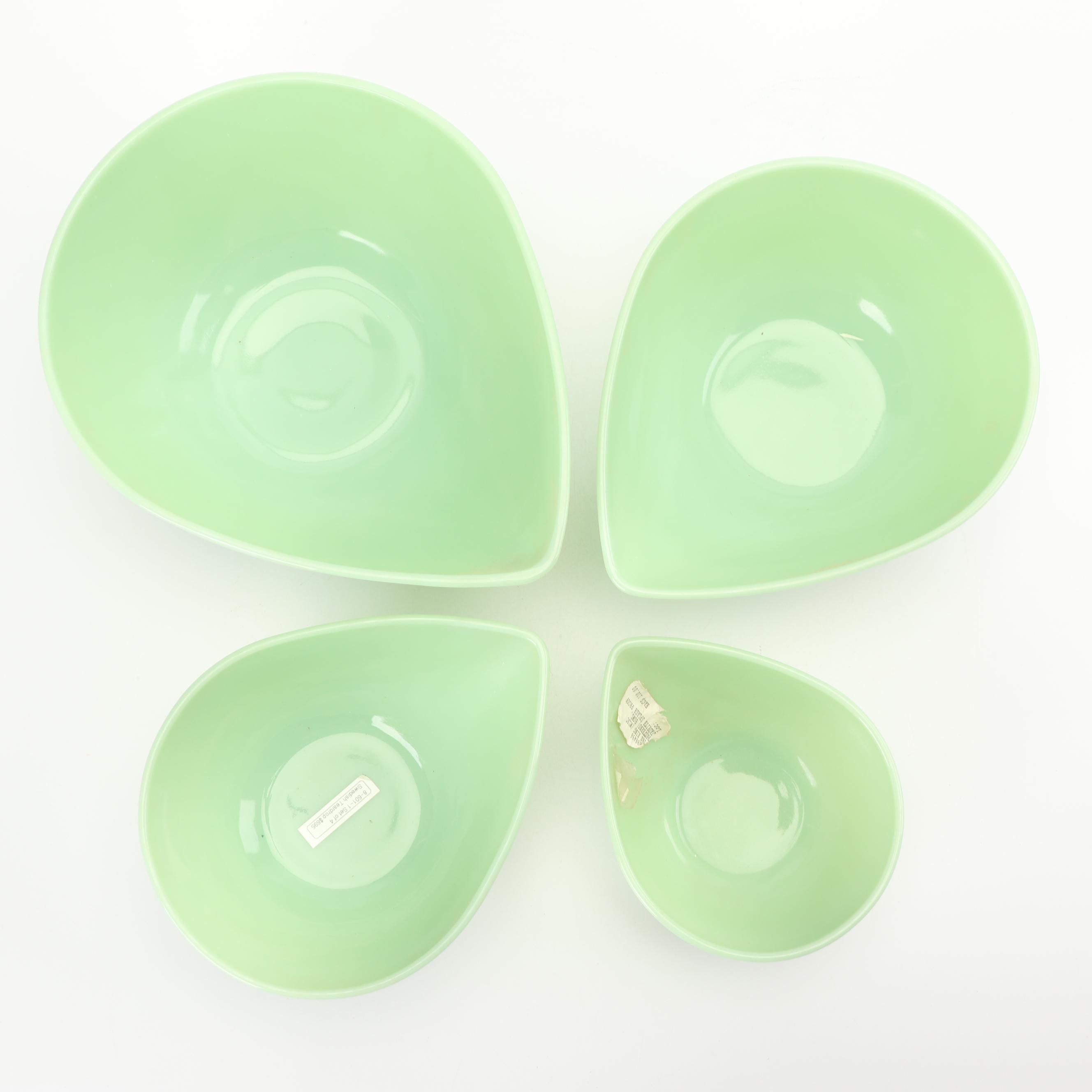 Fire King Jade-ite Glass Teardrop Nesting Bowls, Mid-Century