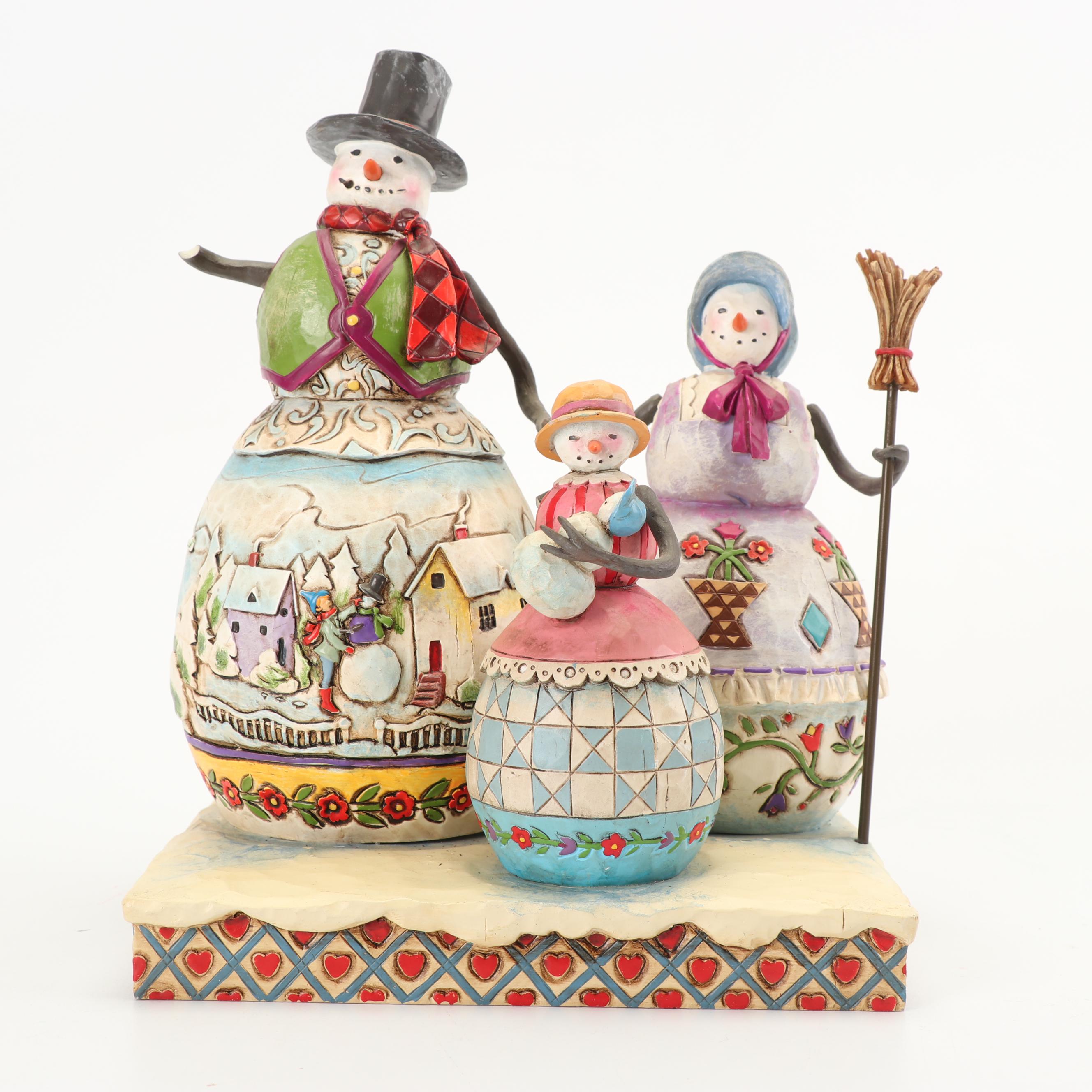 Jim Shore Heartwood Creek "Warm Hearts on Frosty Days" Snowman Family Figurine