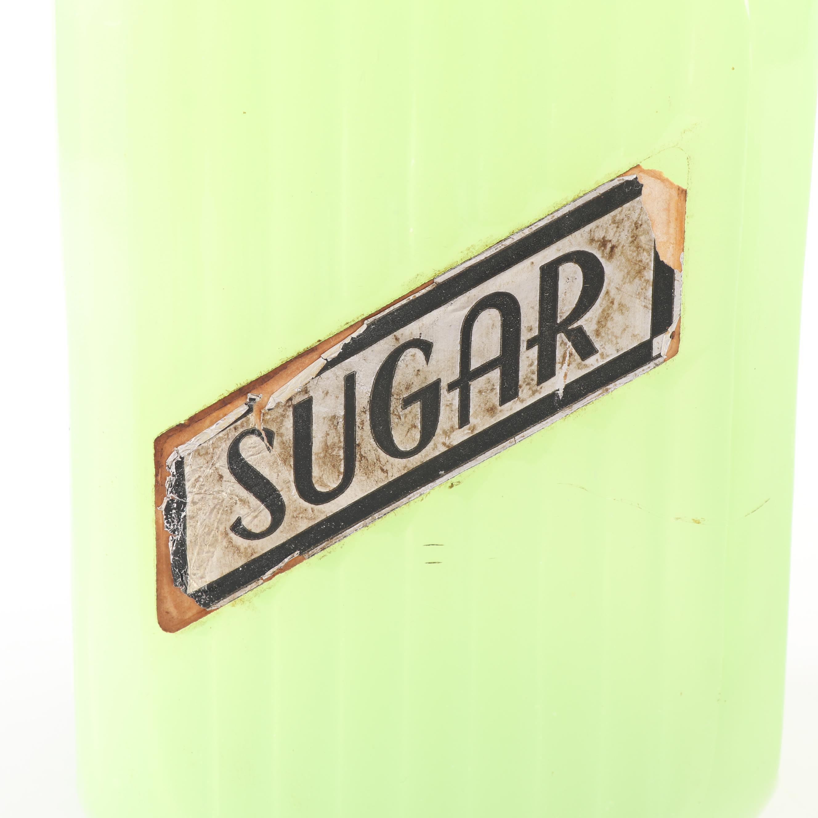 Jadeite Glass Kitchen Canisters including Jeannette, Mid-Century