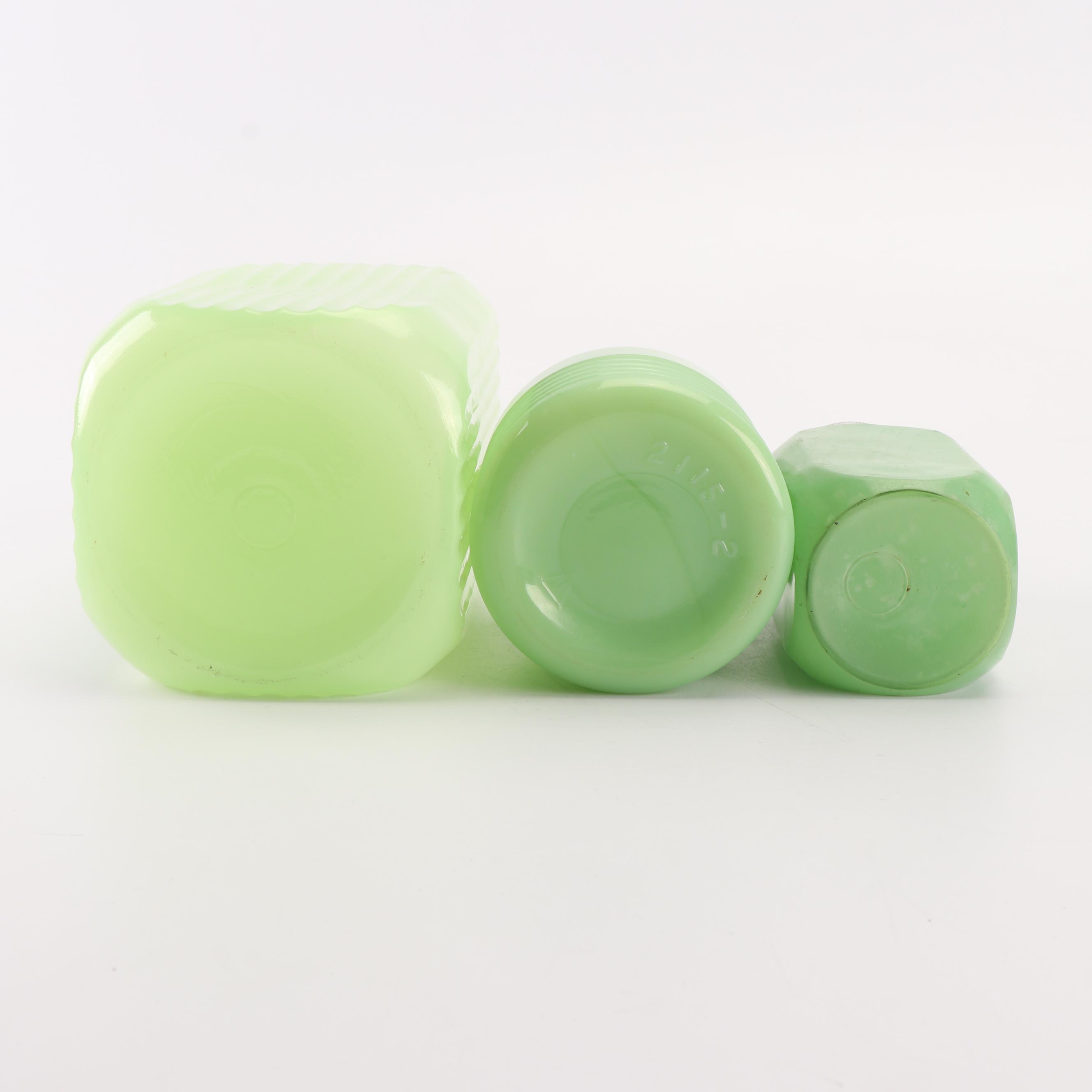 Jadeite Glass Kitchen Canisters including Jeannette, Mid-Century