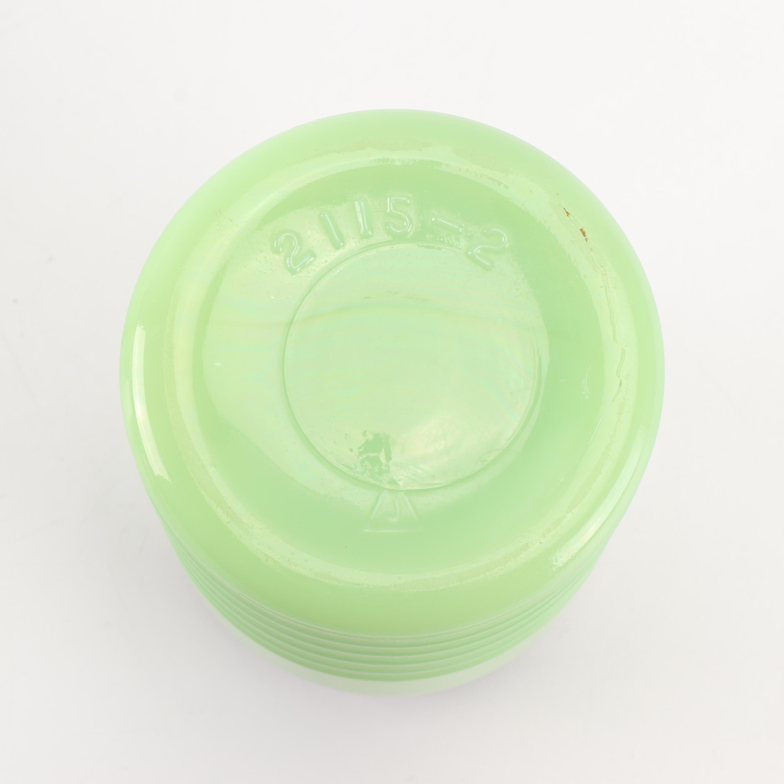 Jadeite Glass Kitchen Canisters including Jeannette, Mid-Century