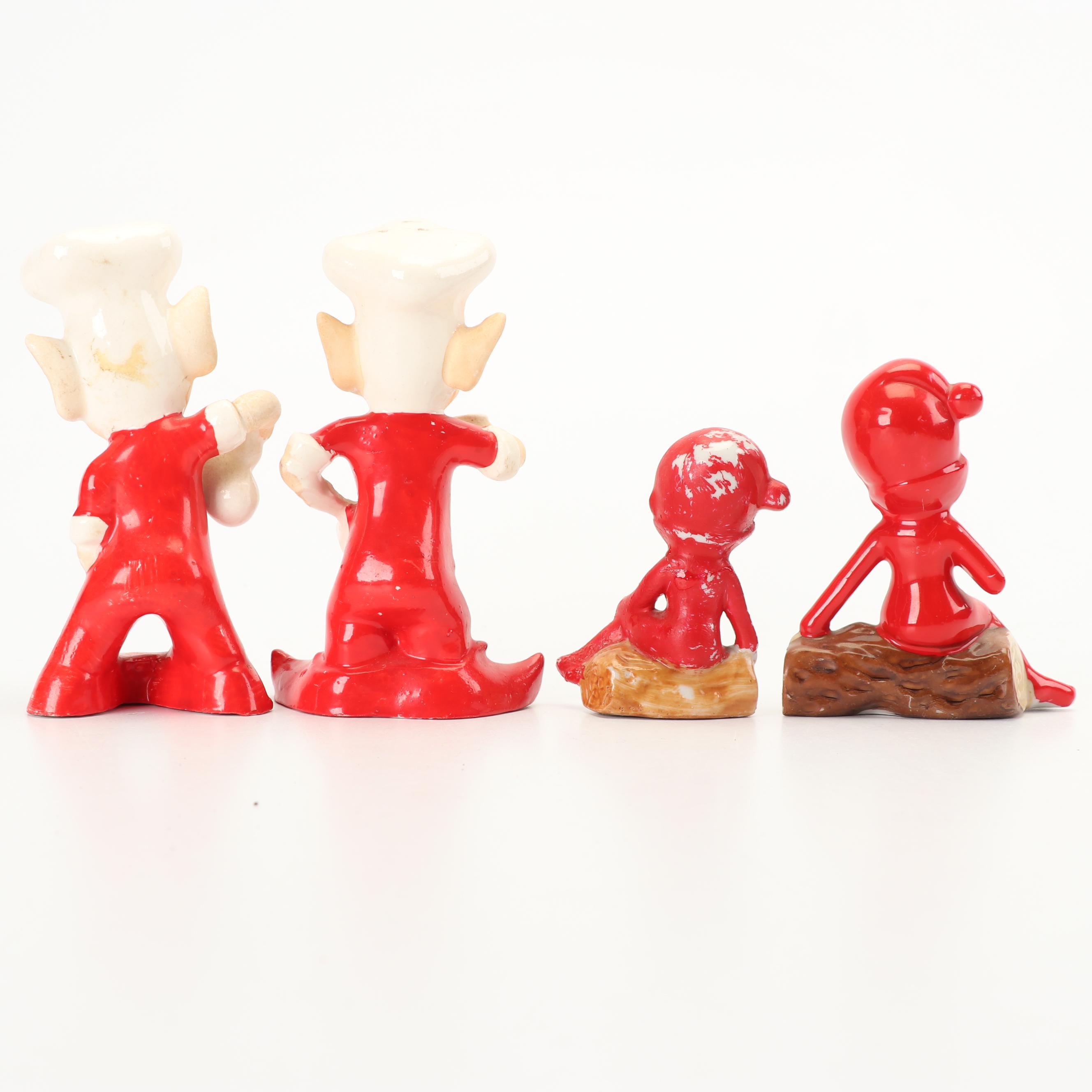 Ceramic Pixie Figurines with Salt and Pepper Set, Mid Century