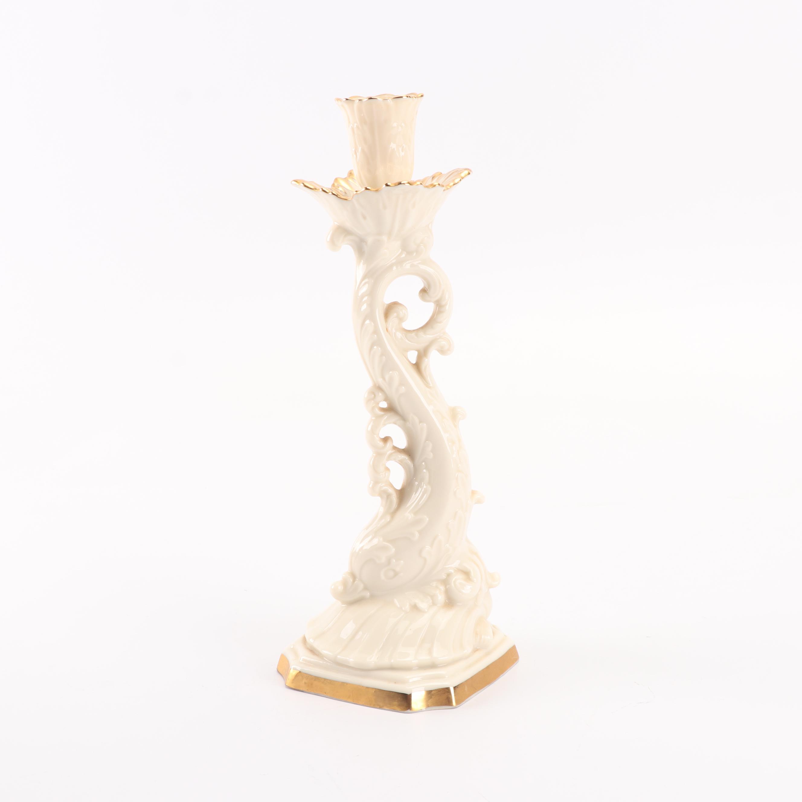 Lenox Hand-Decorated Bone China Centerpiece Bowl and Candlesticks