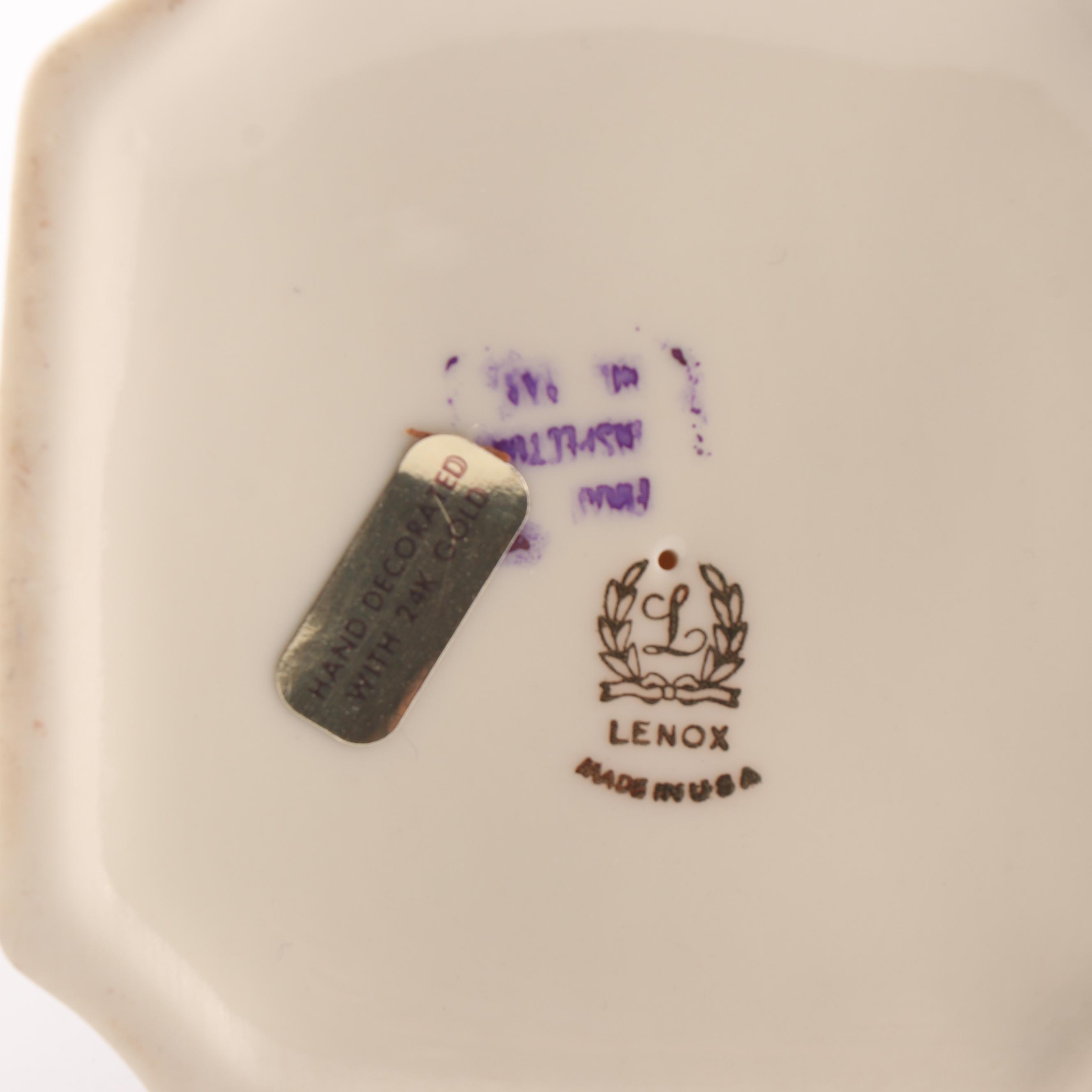 Lenox Hand-Decorated Bone China Centerpiece Bowl and Candlesticks