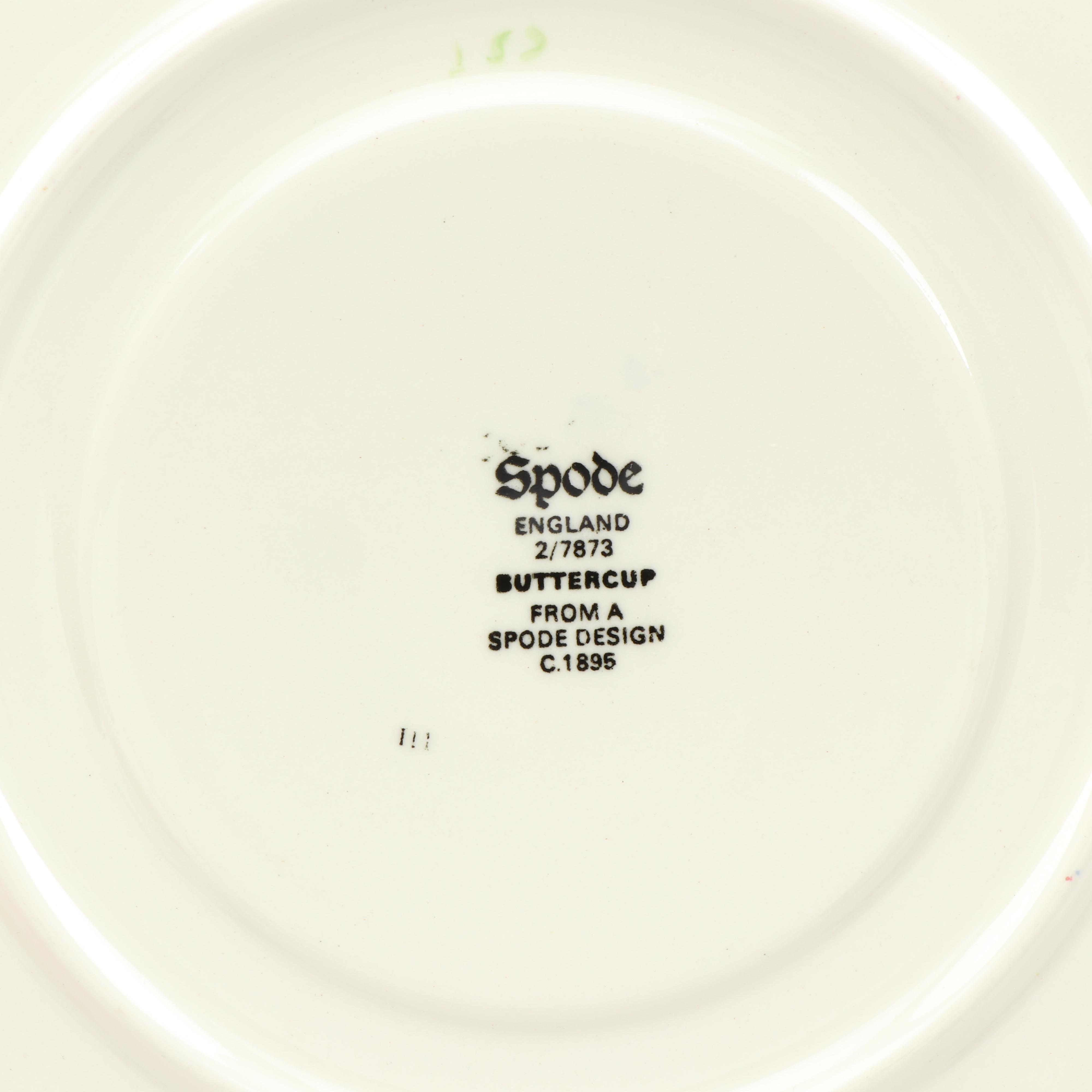 Spode "Buttercup" Hand Colored Cream Soup Bowls and Underplates