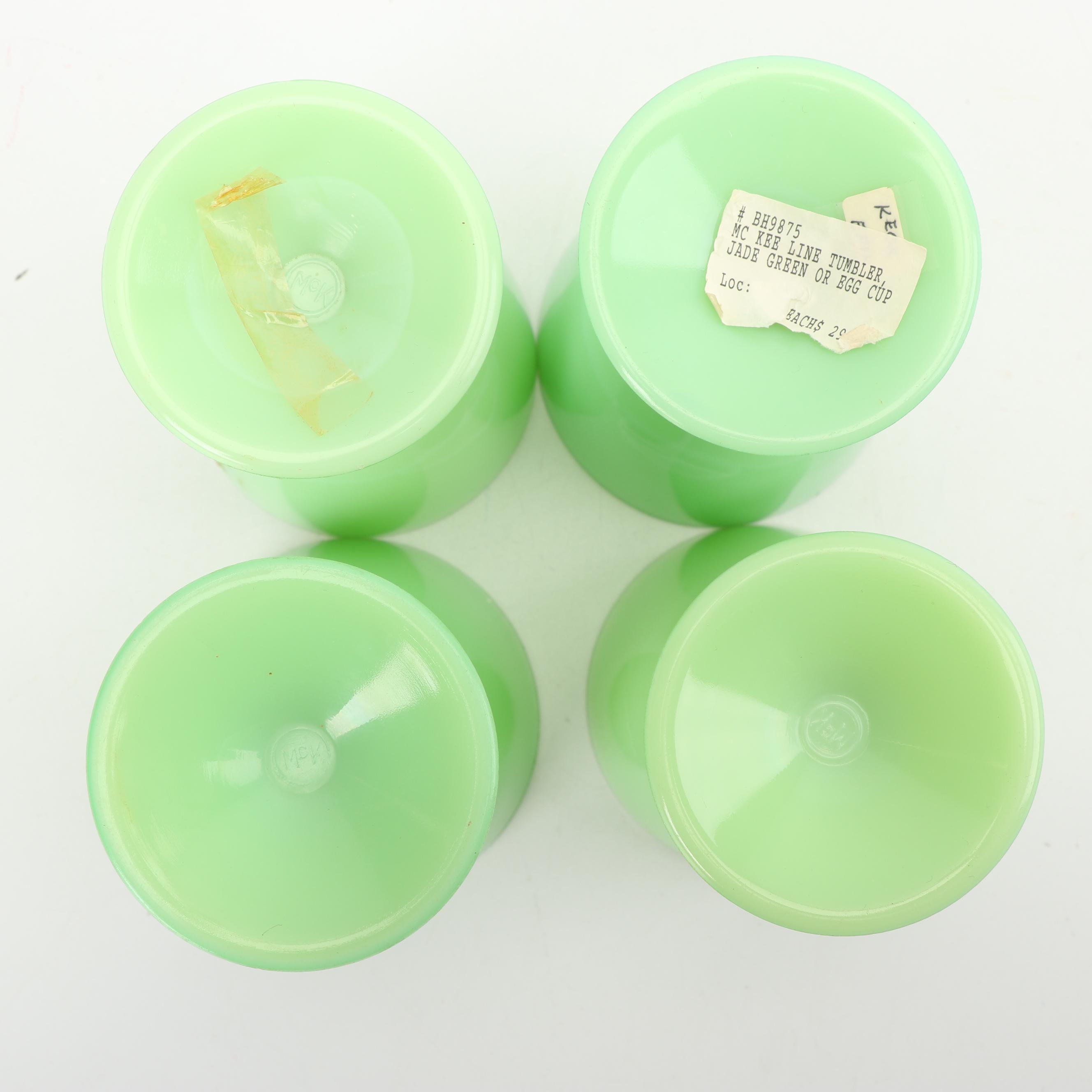 McKee Jadeite Glass Footed Tumblers, Mid-Century