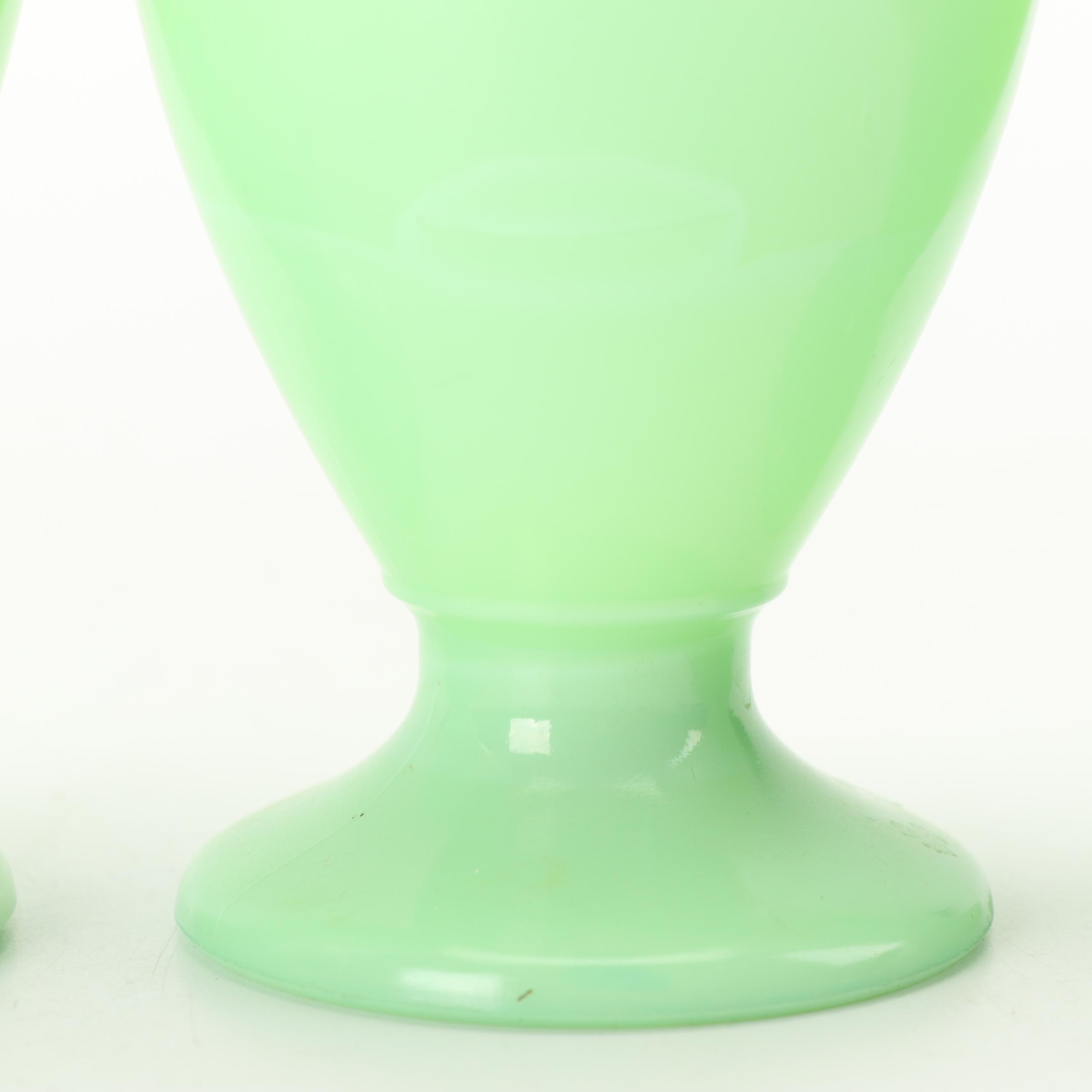 McKee Jadeite Glass Footed Tumblers, Mid-Century