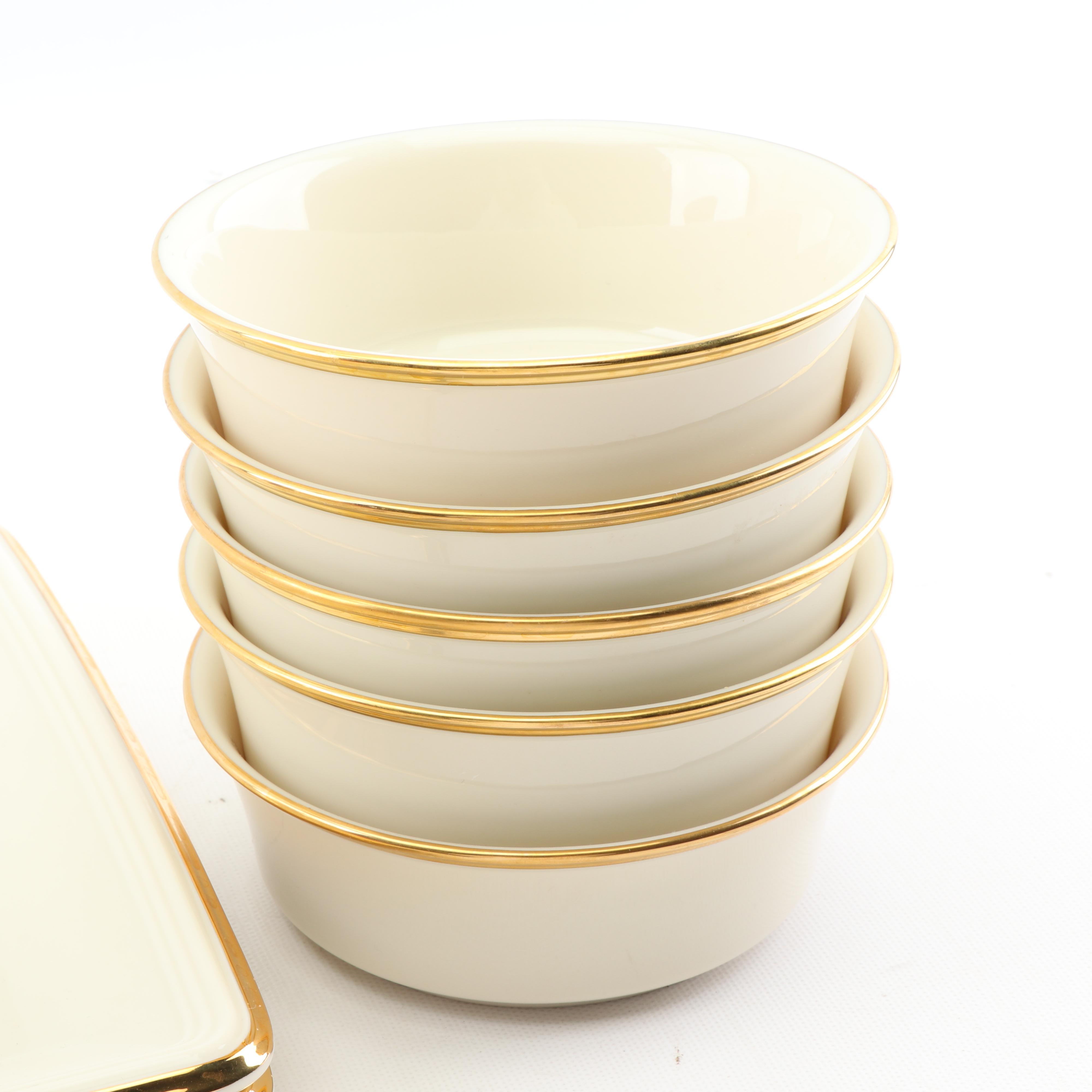 Lenox China "Eternal" Bone China Mugs, Bowls, Plates, and Butter Spreaders