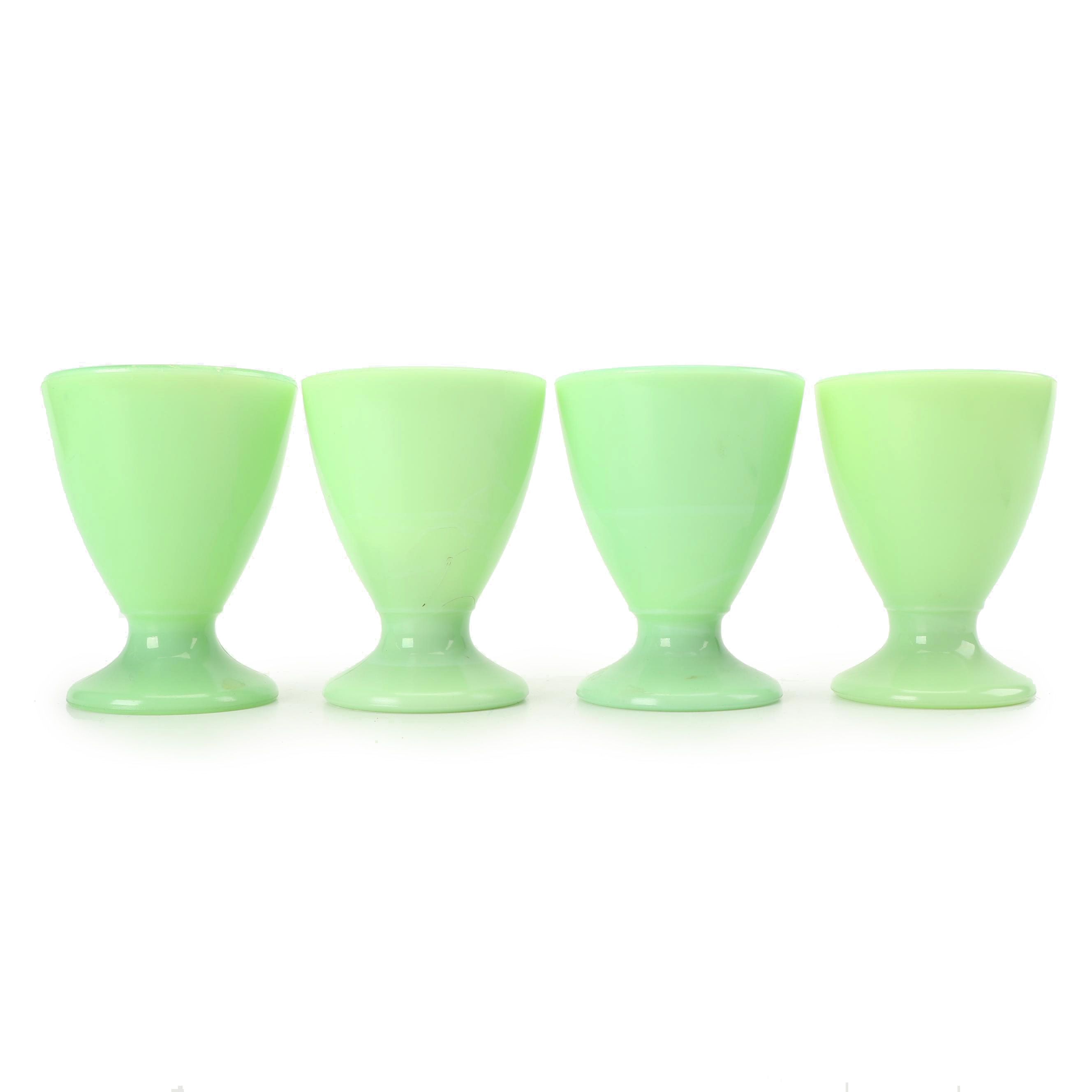 McKee Jadeite Glass Footed Tumblers, Mid-Century