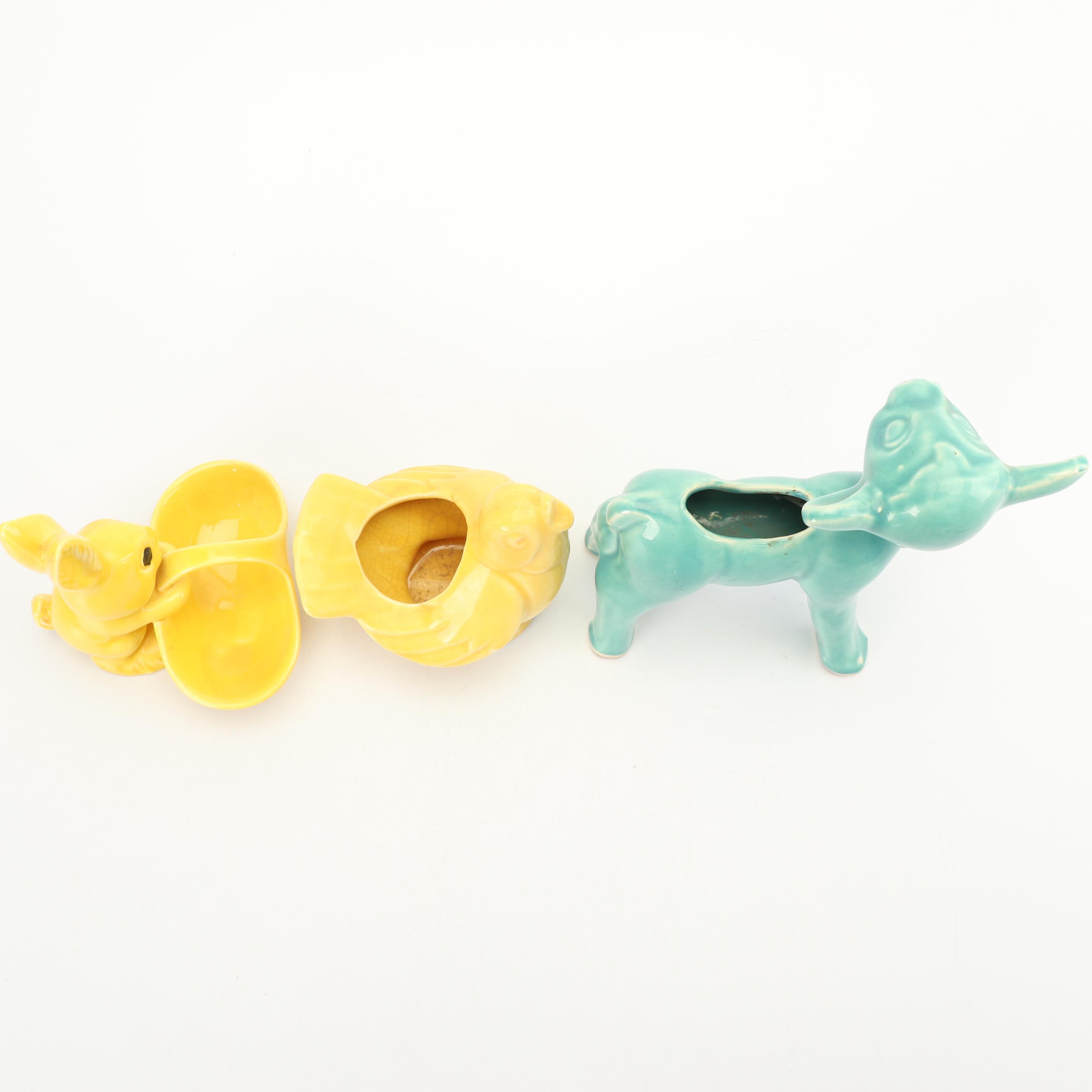 Ceramic Animal Planters Including Goebel, Mid Century