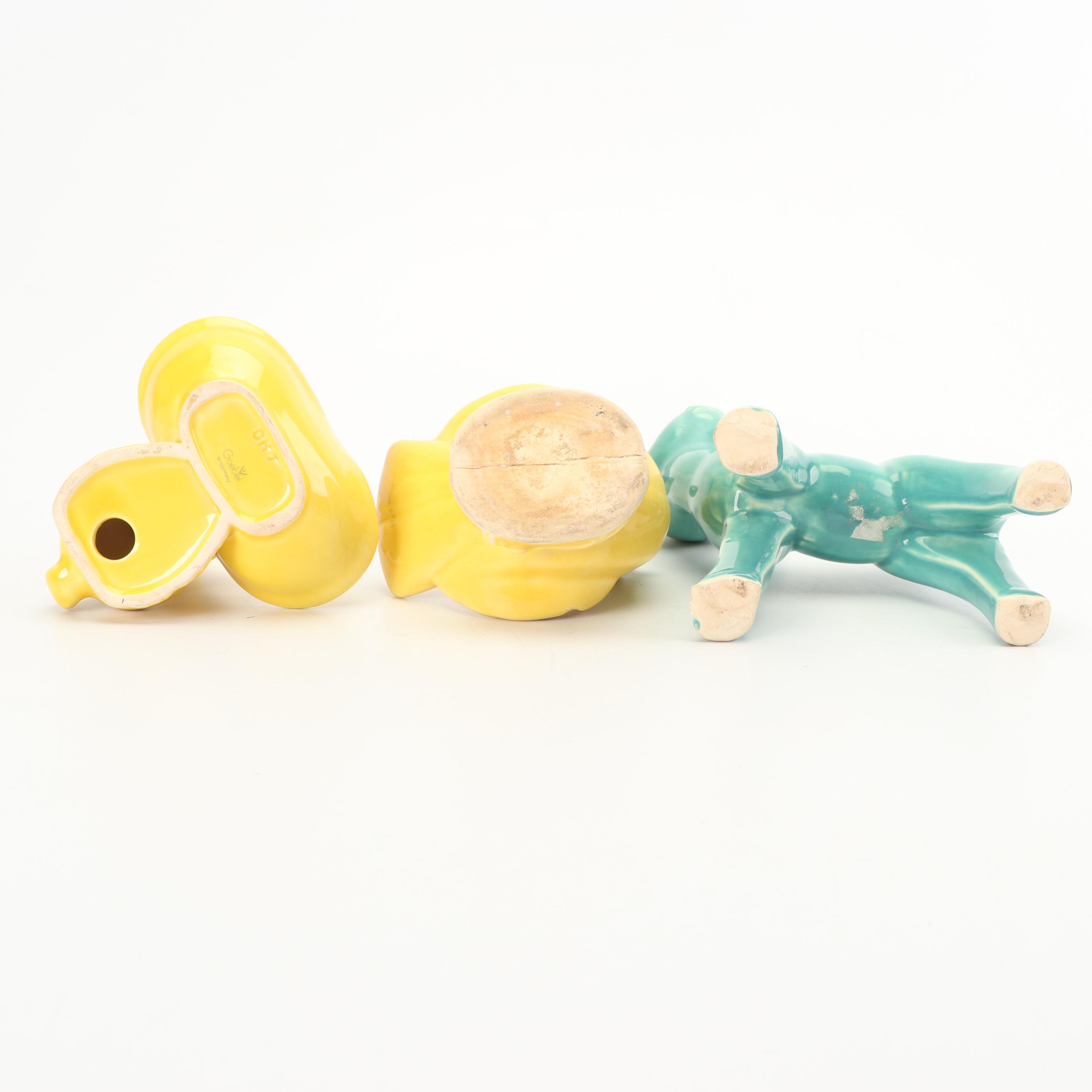 Ceramic Animal Planters Including Goebel, Mid Century