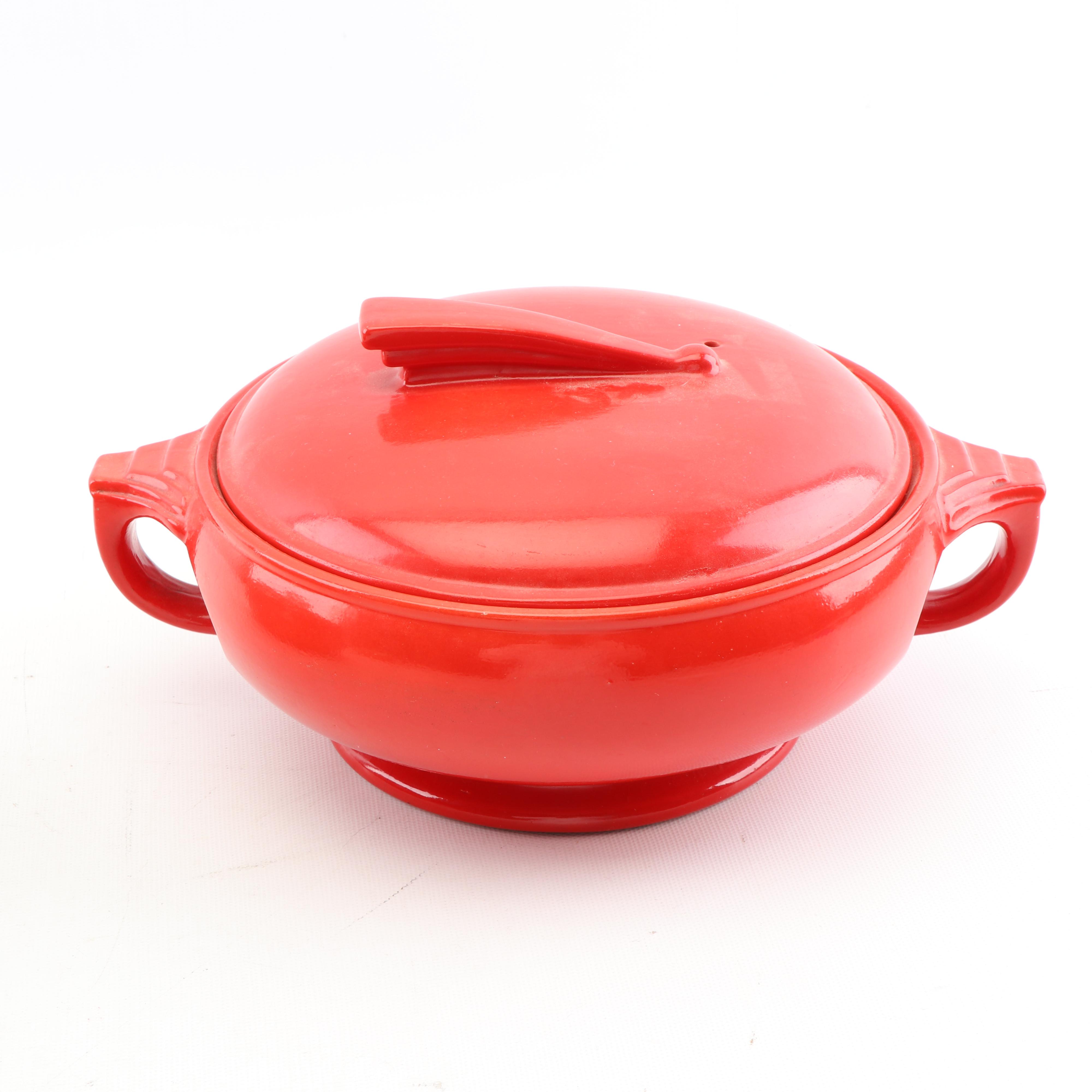 Hall "Chinese Red" Sundial and Tab Casseroles with Nesting Au Gratins