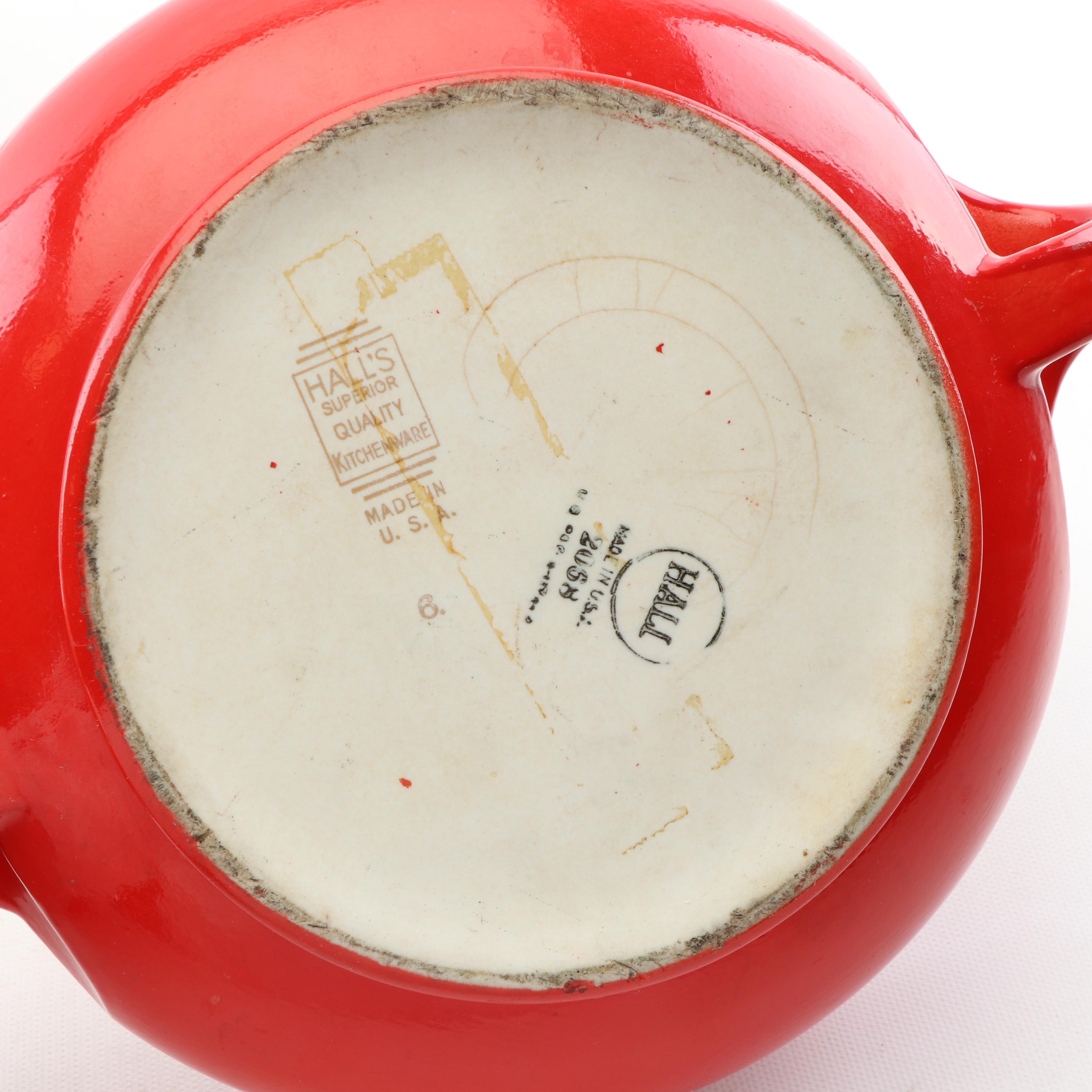 Hall "Chinese Red" Sundial and Tab Casseroles with Nesting Au Gratins