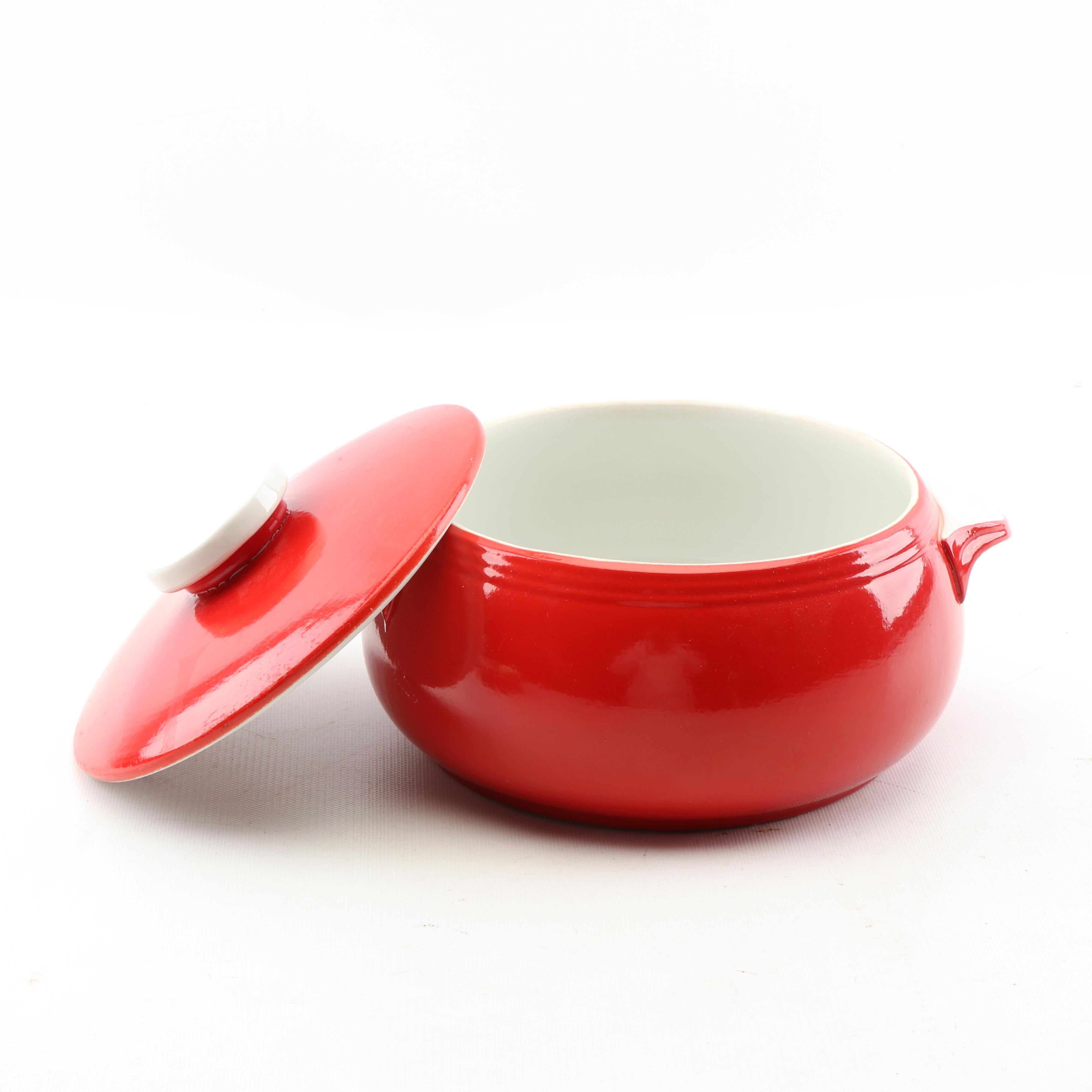 Hall "Chinese Red" Sundial and Tab Casseroles with Nesting Au Gratins