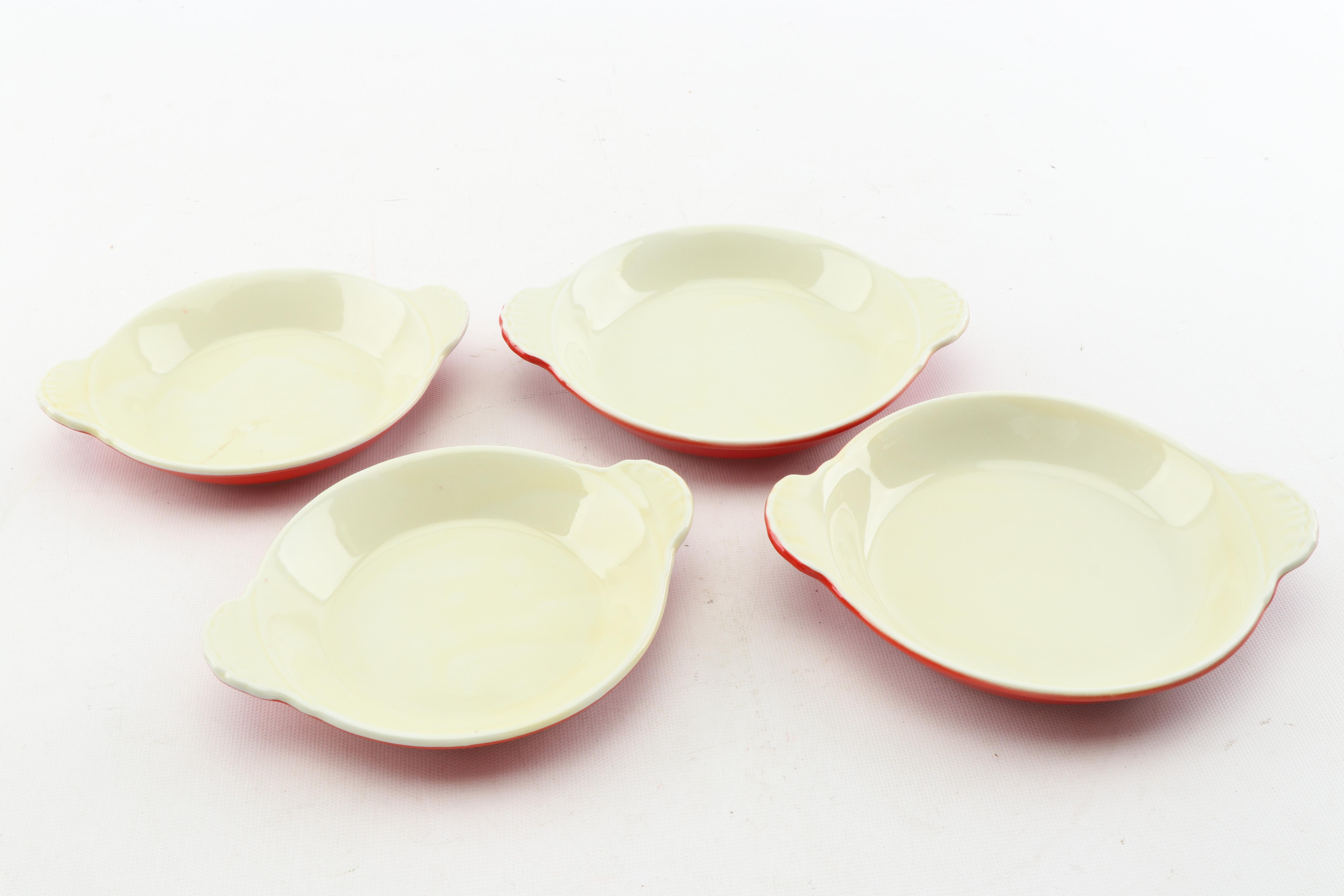 Hall "Chinese Red" Sundial and Tab Casseroles with Nesting Au Gratins