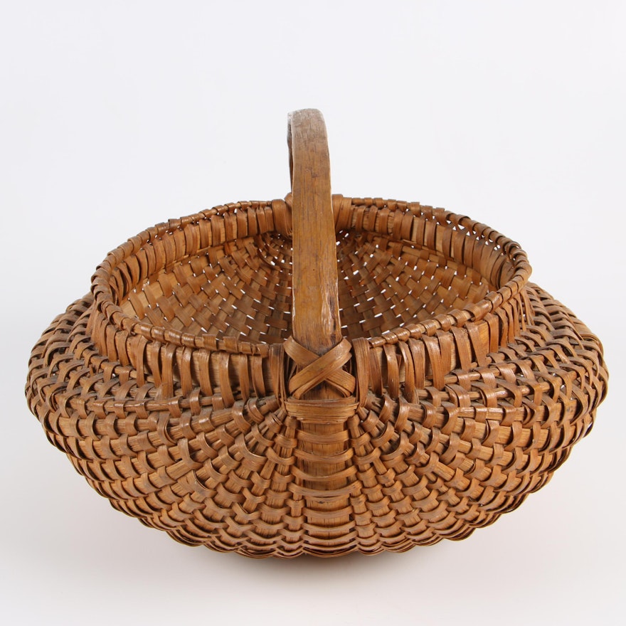 American Splint Oak Buttocks Basket, 20th Century