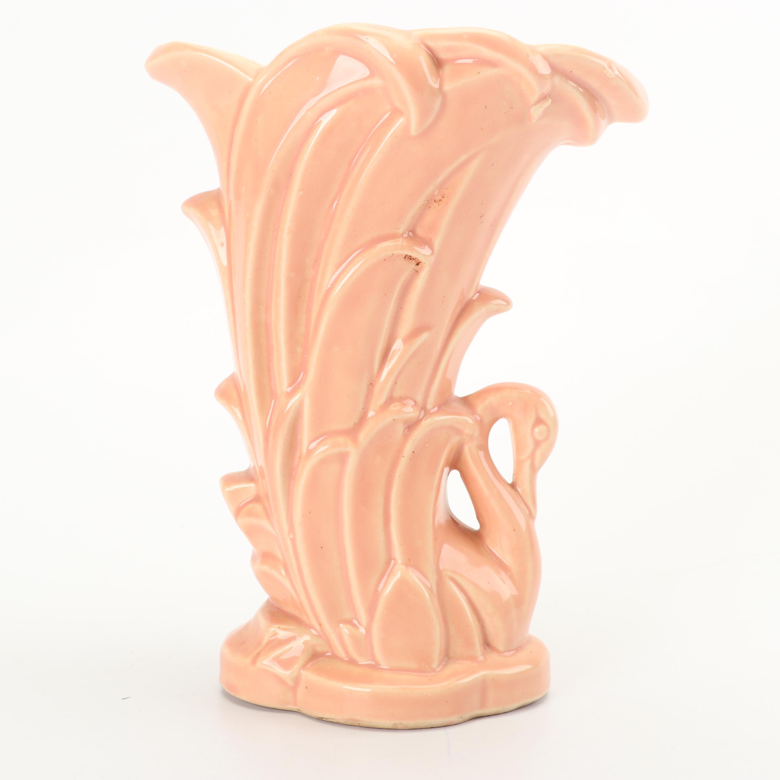 McCoy Pottery Pink Swan Vase, Mid 20th Century