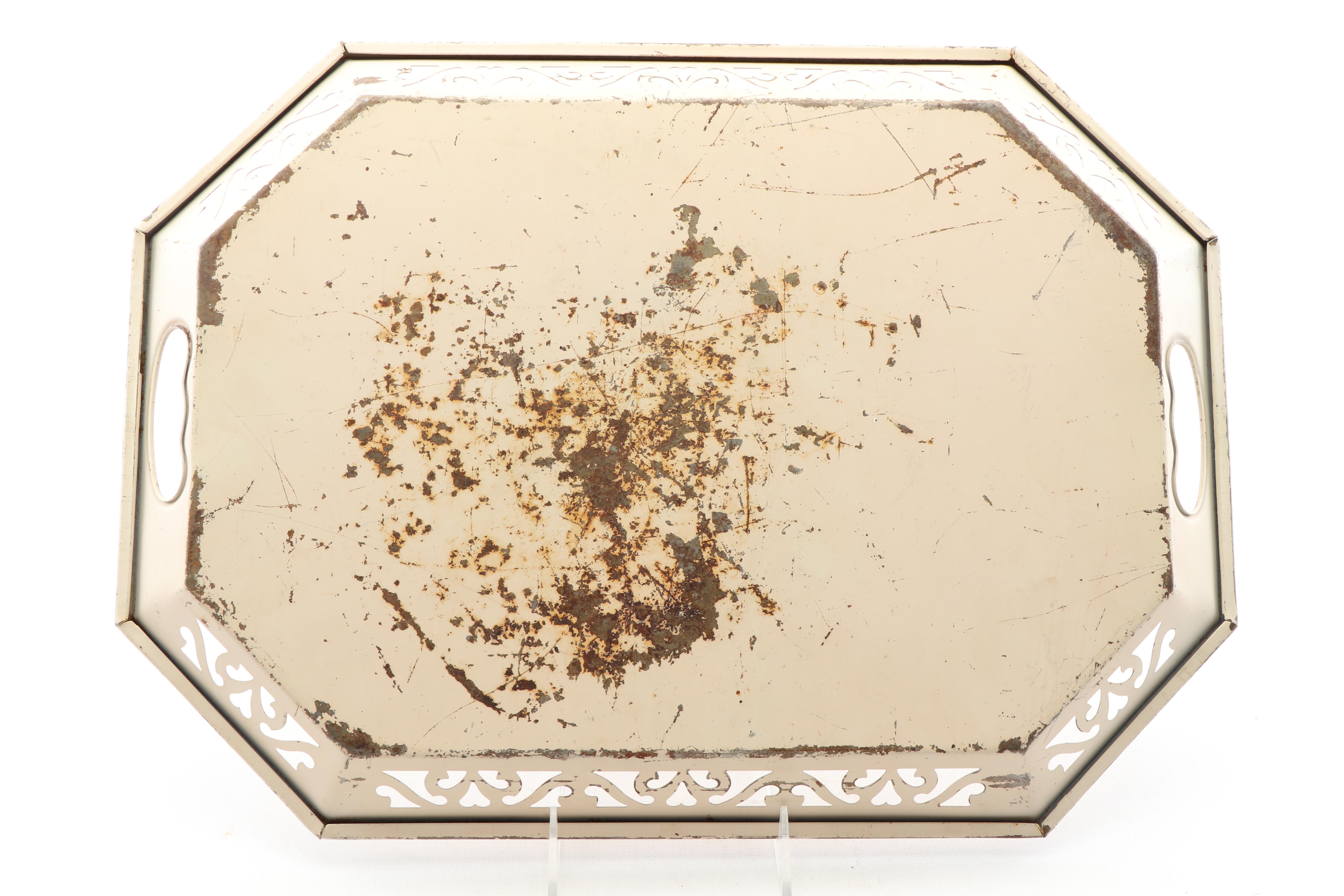 Hand-Painted Floral Metal Tole Trays including Nashco, Vintage