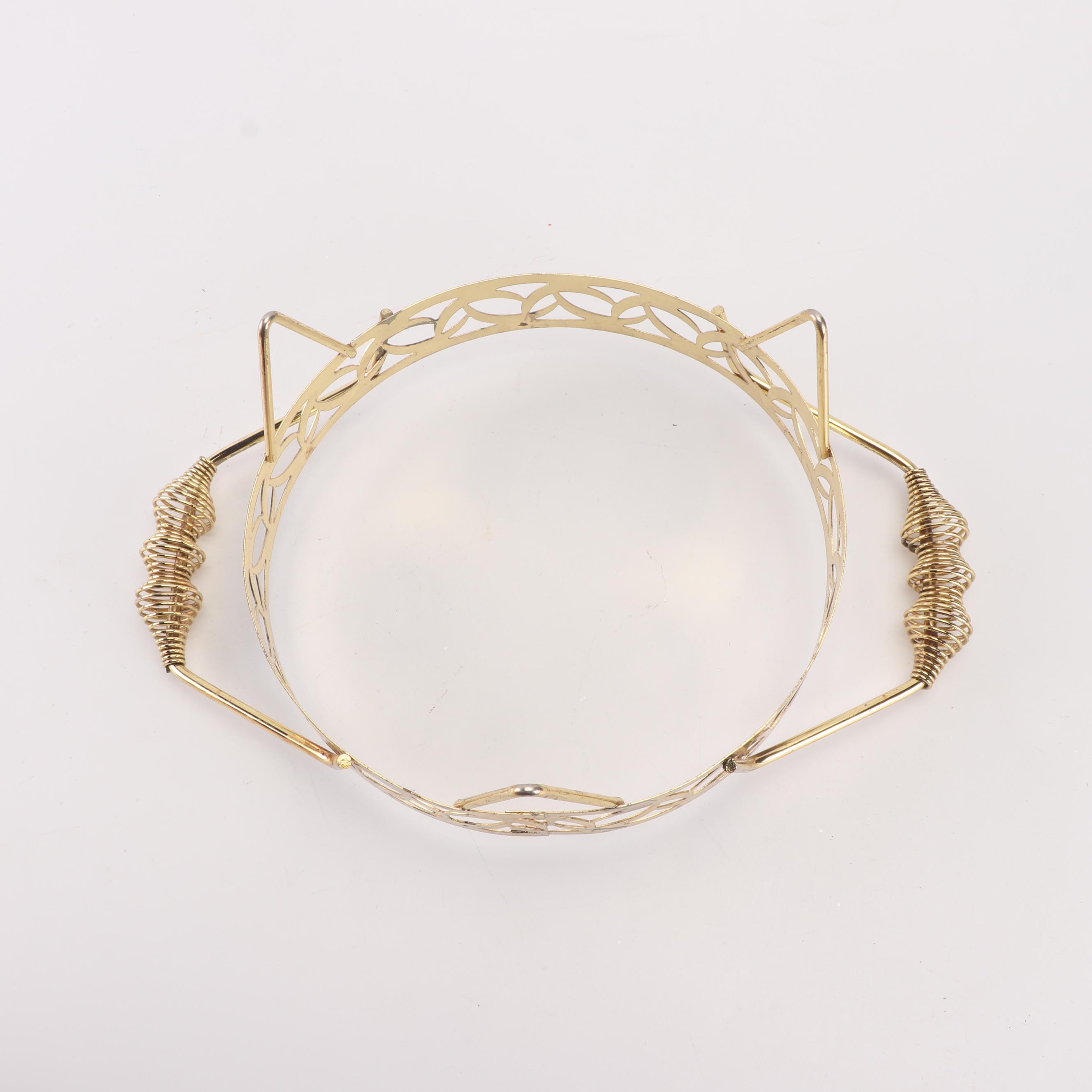 Pink Bauer Covered Casserole Dish with Brass Stand, Mid-Century