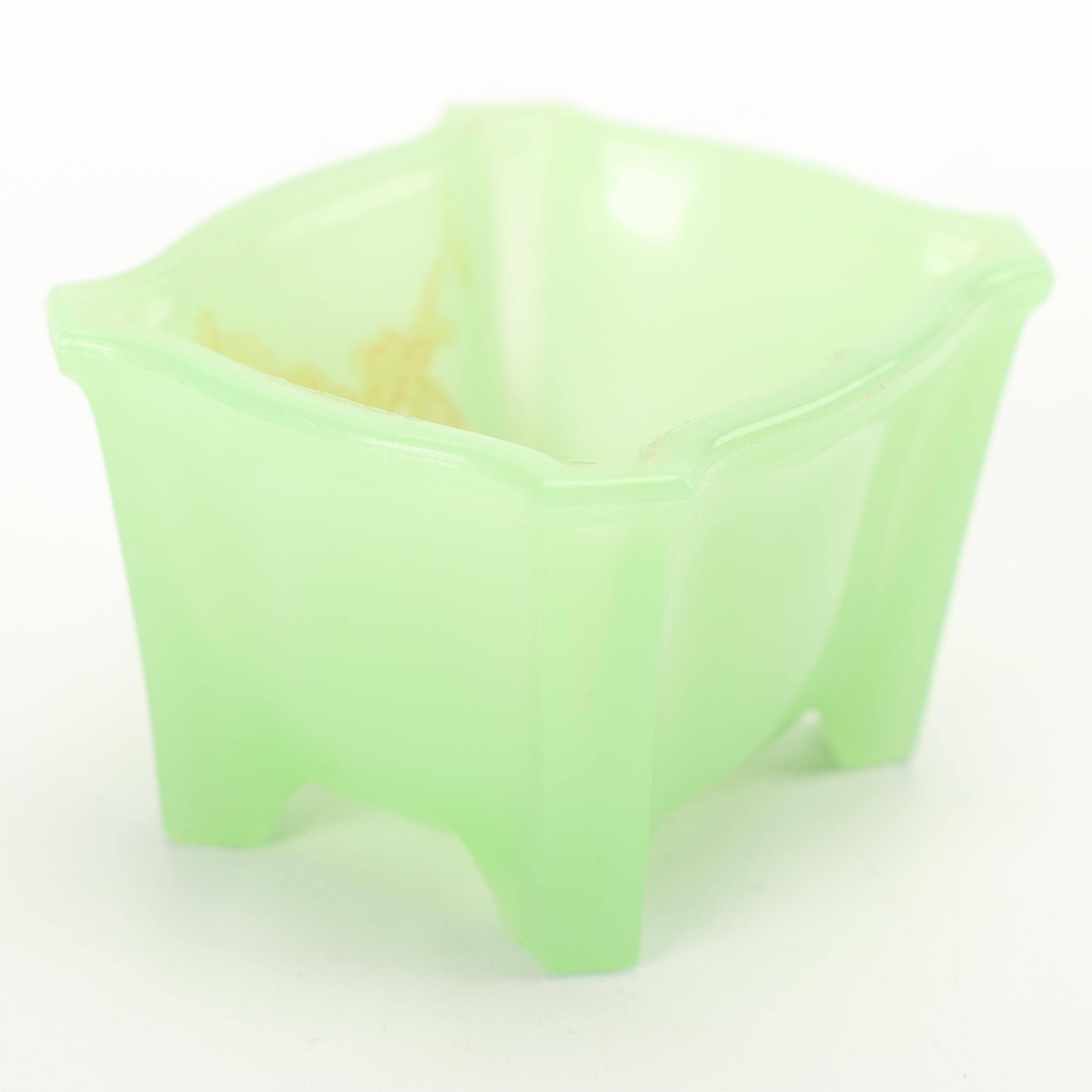 Jadeite Glass Footed Rectangular Bowls, Mid-Century