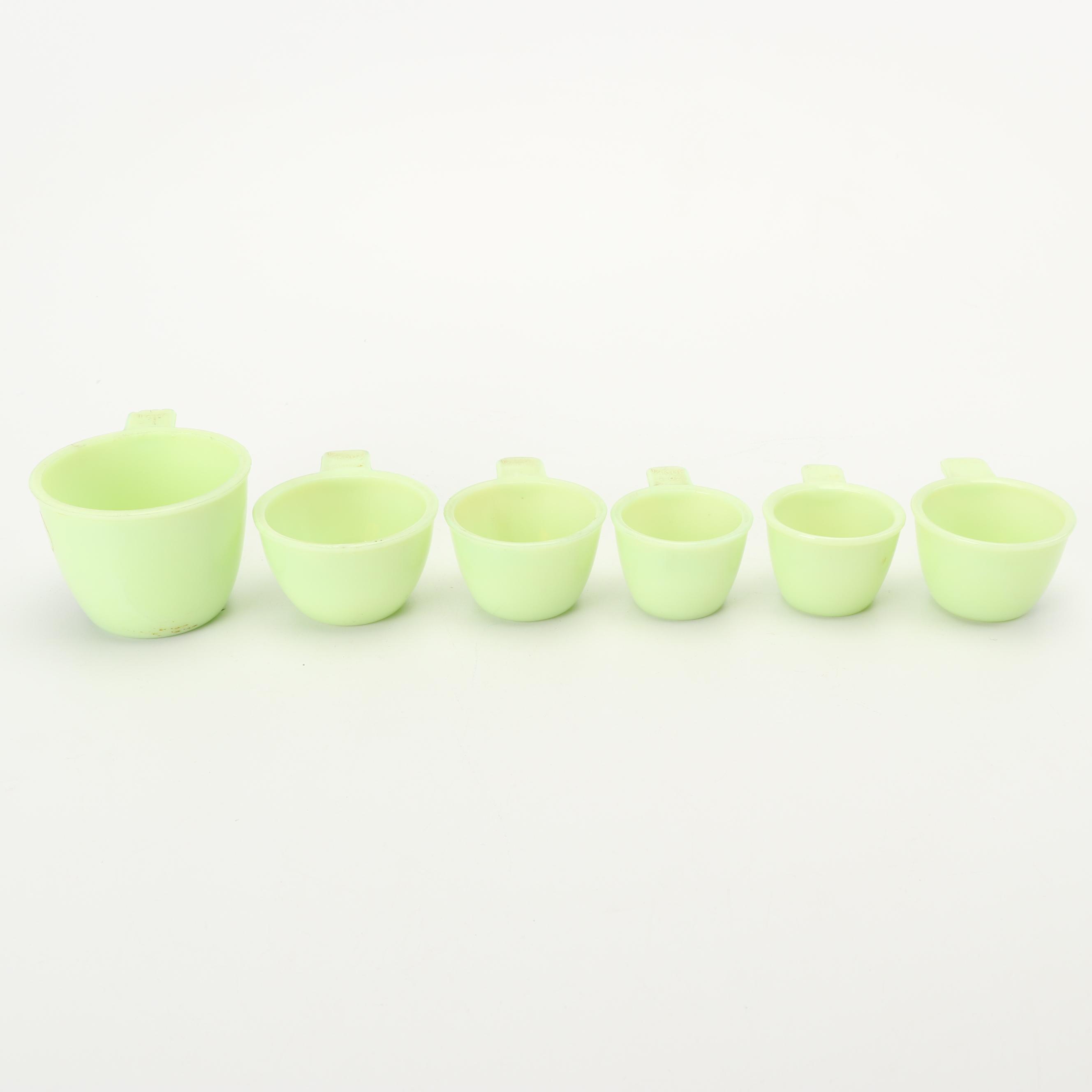 Jeannette Jadeite Glass Measuring Cups, Mid-Century