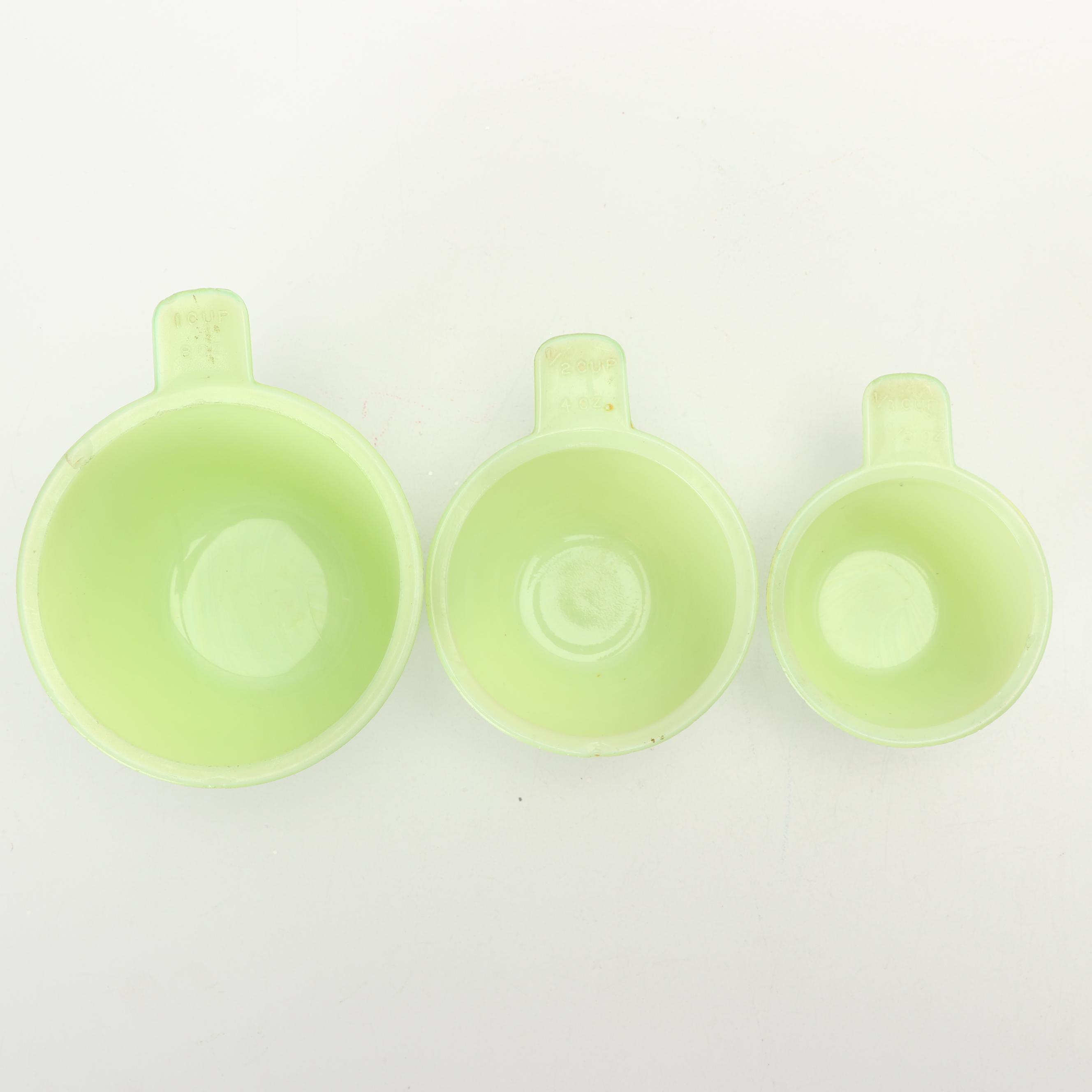 Jeannette Jadeite Glass Measuring Cups, Mid-Century