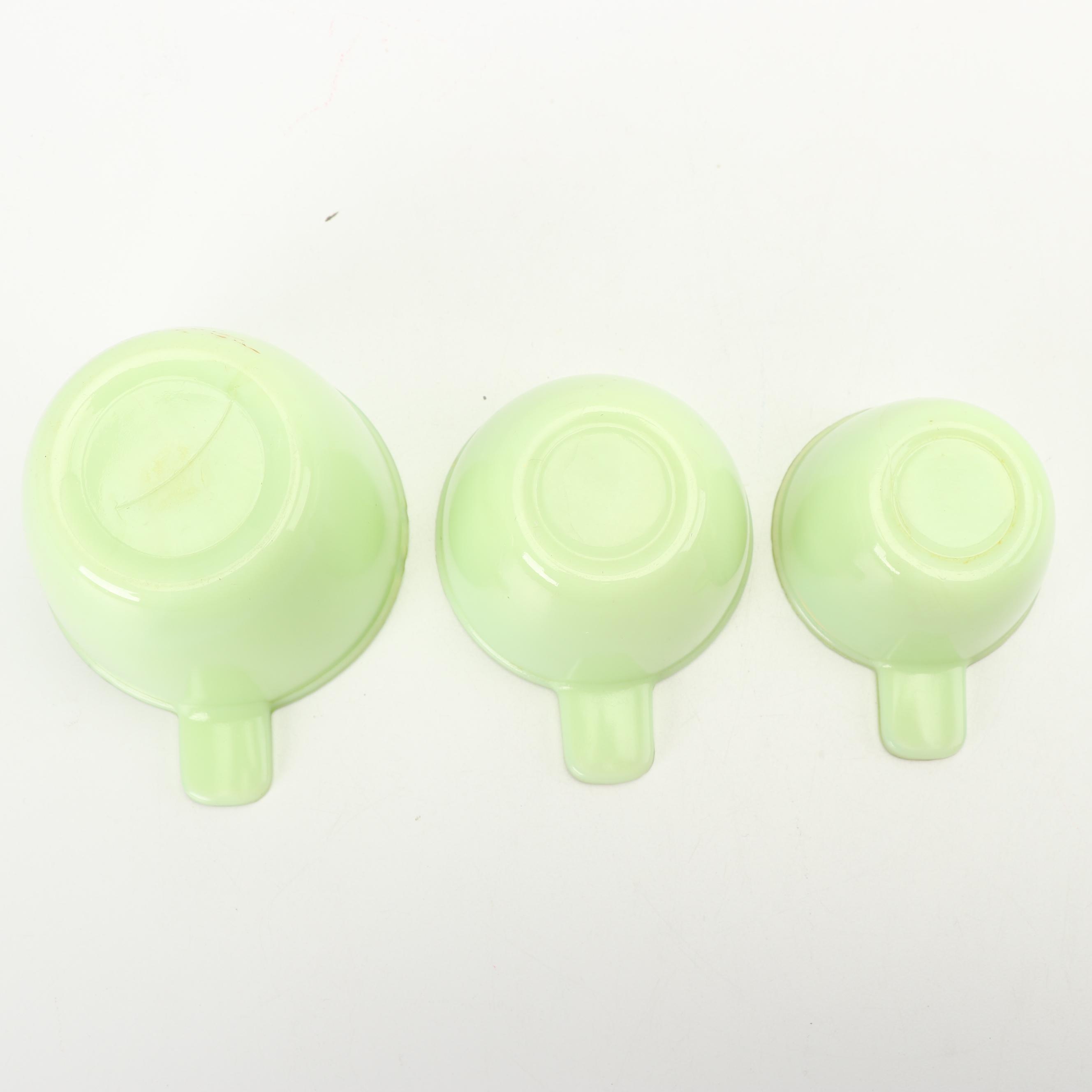 Jeannette Jadeite Glass Measuring Cups, Mid-Century