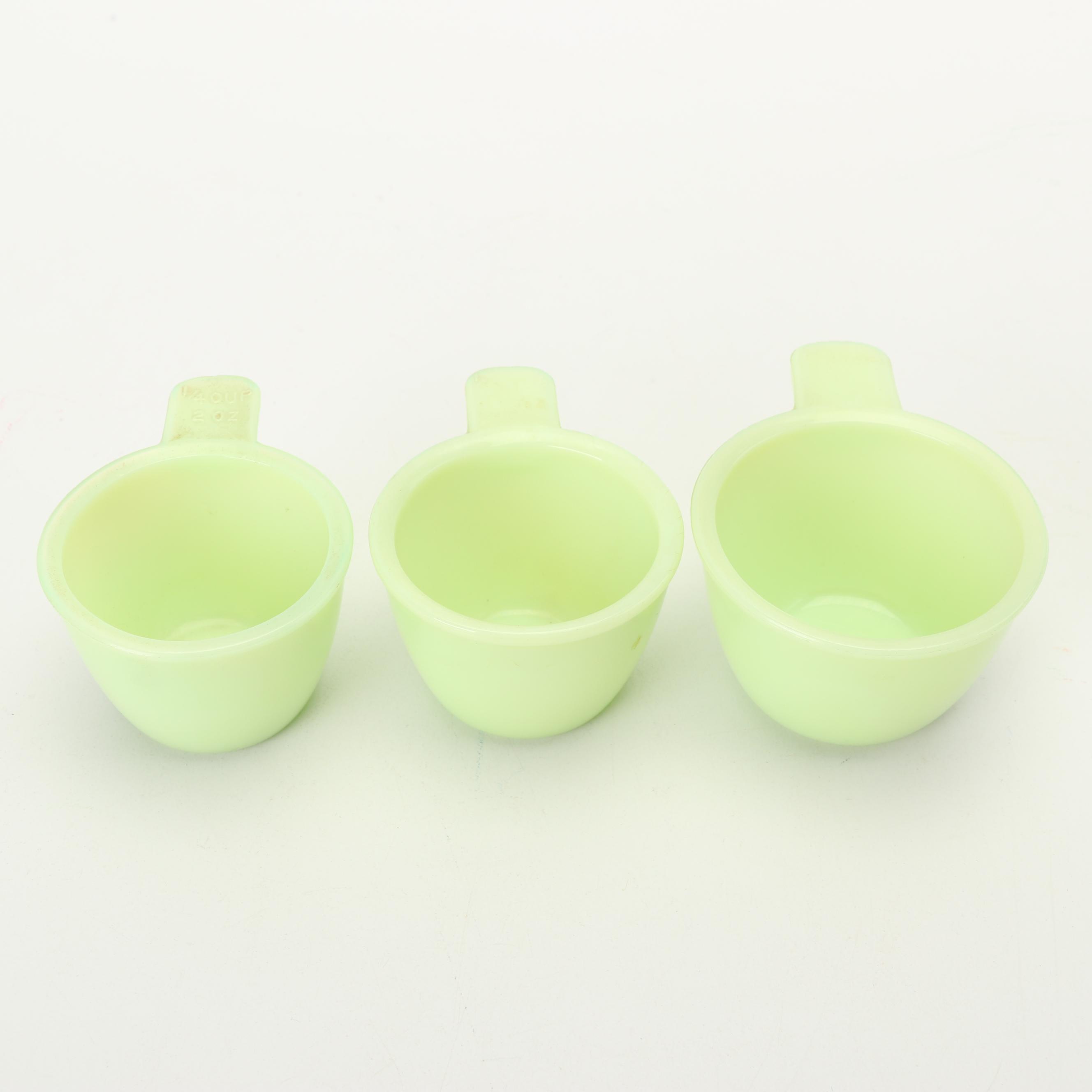 Jeannette Jadeite Glass Measuring Cups, Mid-Century